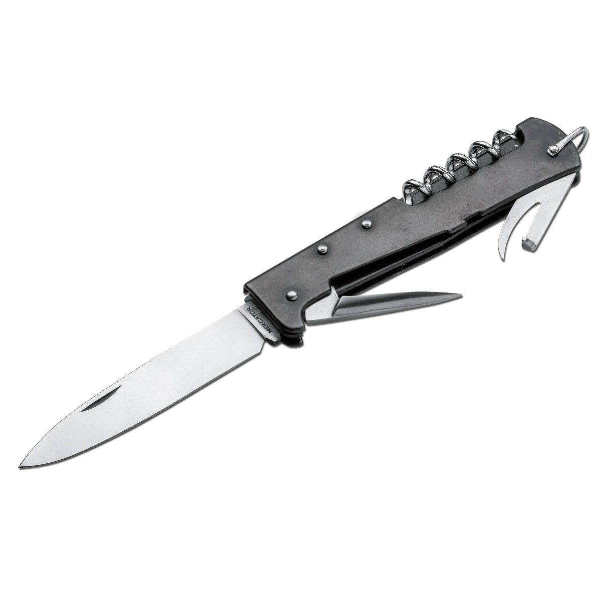 Messer Stahl Carbonstahl, Klinge Mercator-Messer Backlock Multi groß brüniert, Taschenmesser Otter