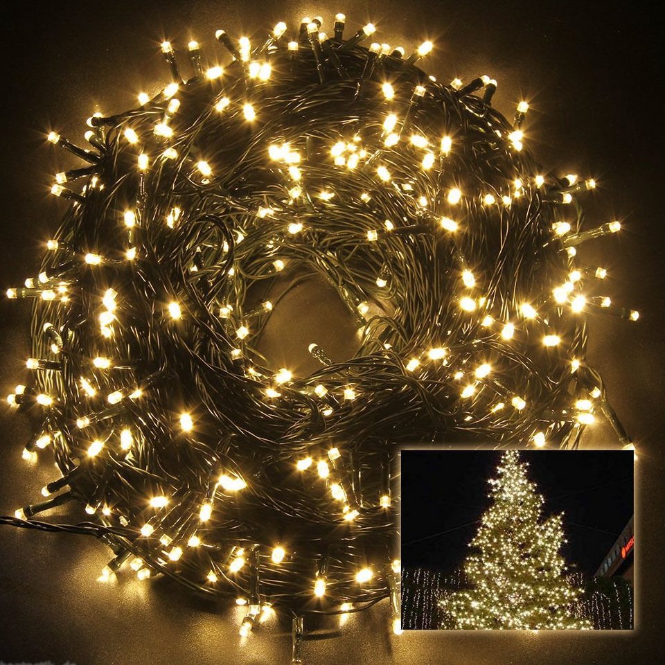500 LEDs Lichterkette Weihnachtsdekoration Beleuchtung Warmweiß 8 Modi 31V DC DE