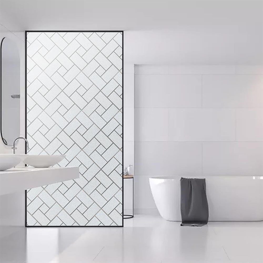 HomeBella Fensterfolie mit geometrischem Muster Sichtschutzfolie in Milchglas Optik, – Dekorfolie ohne Kleber für Fenster – Bild 4 von 5