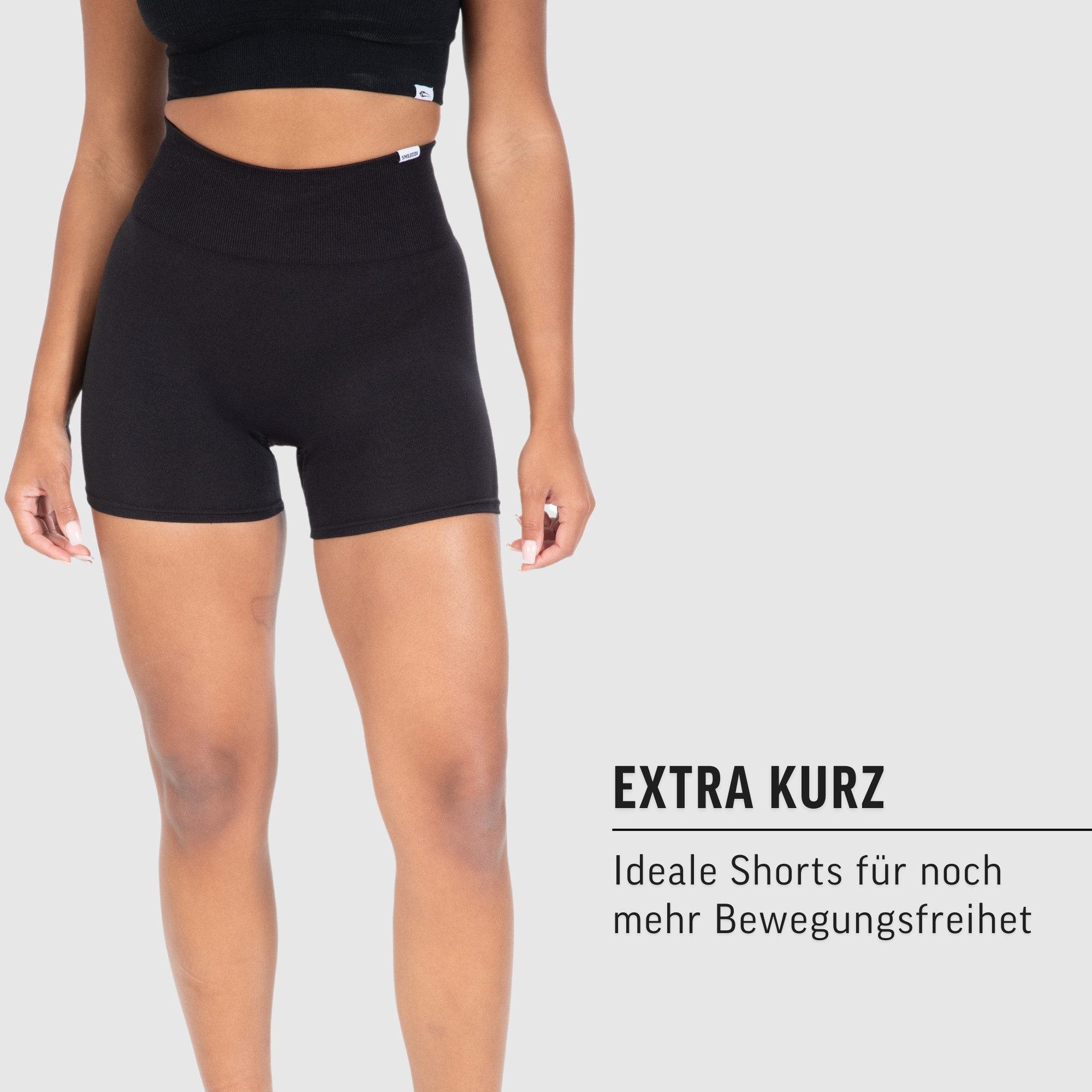 Smilodox Shorts Amaze Ultra, Seamless Blickdichte Radlerhose, Unsichtbarer Scrunch High Waist kurze Hotpants im Shaped Fit Yoga Fitness Laufen Alltag