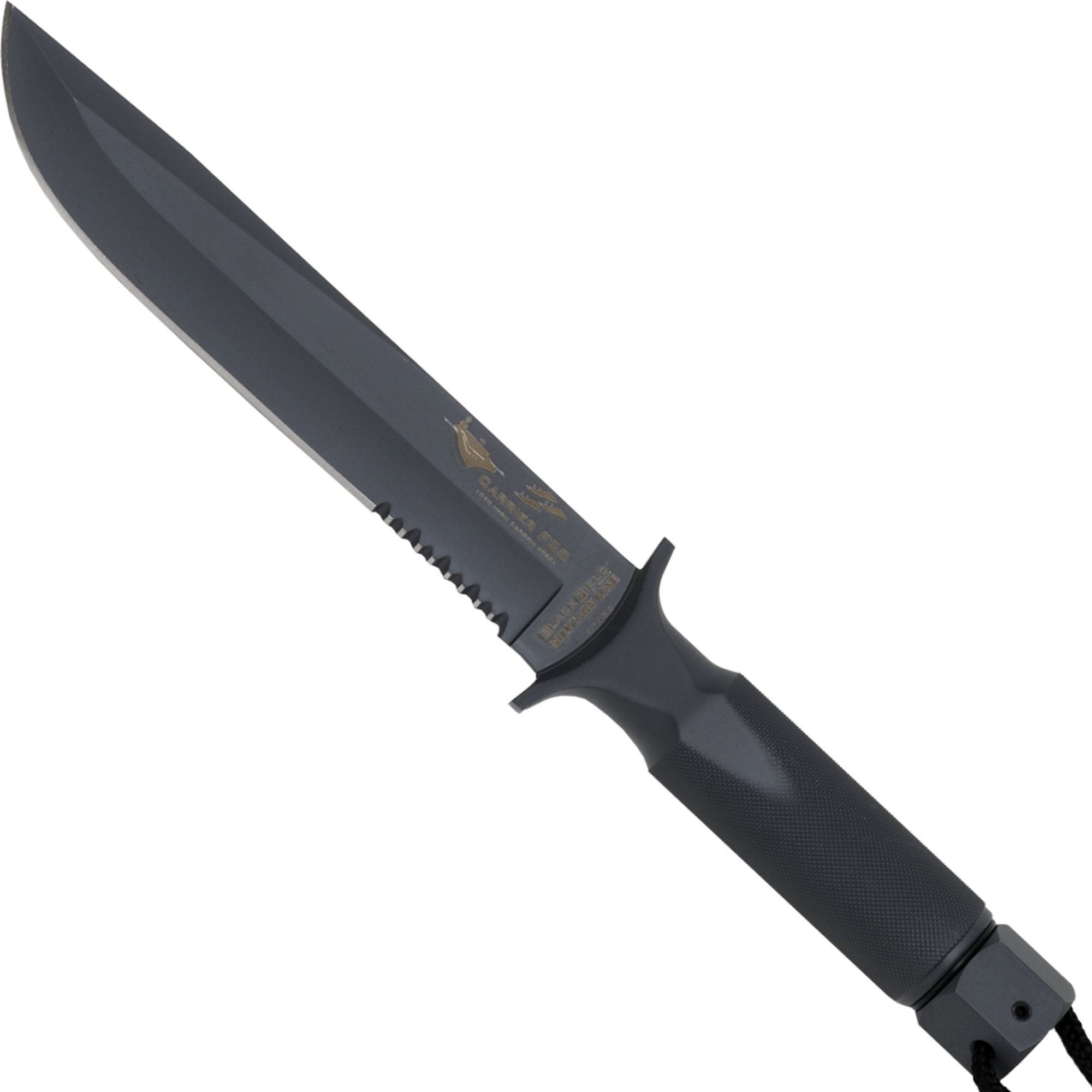 Survival Knife Blackfield Carrier F35 Clip Point Klinge