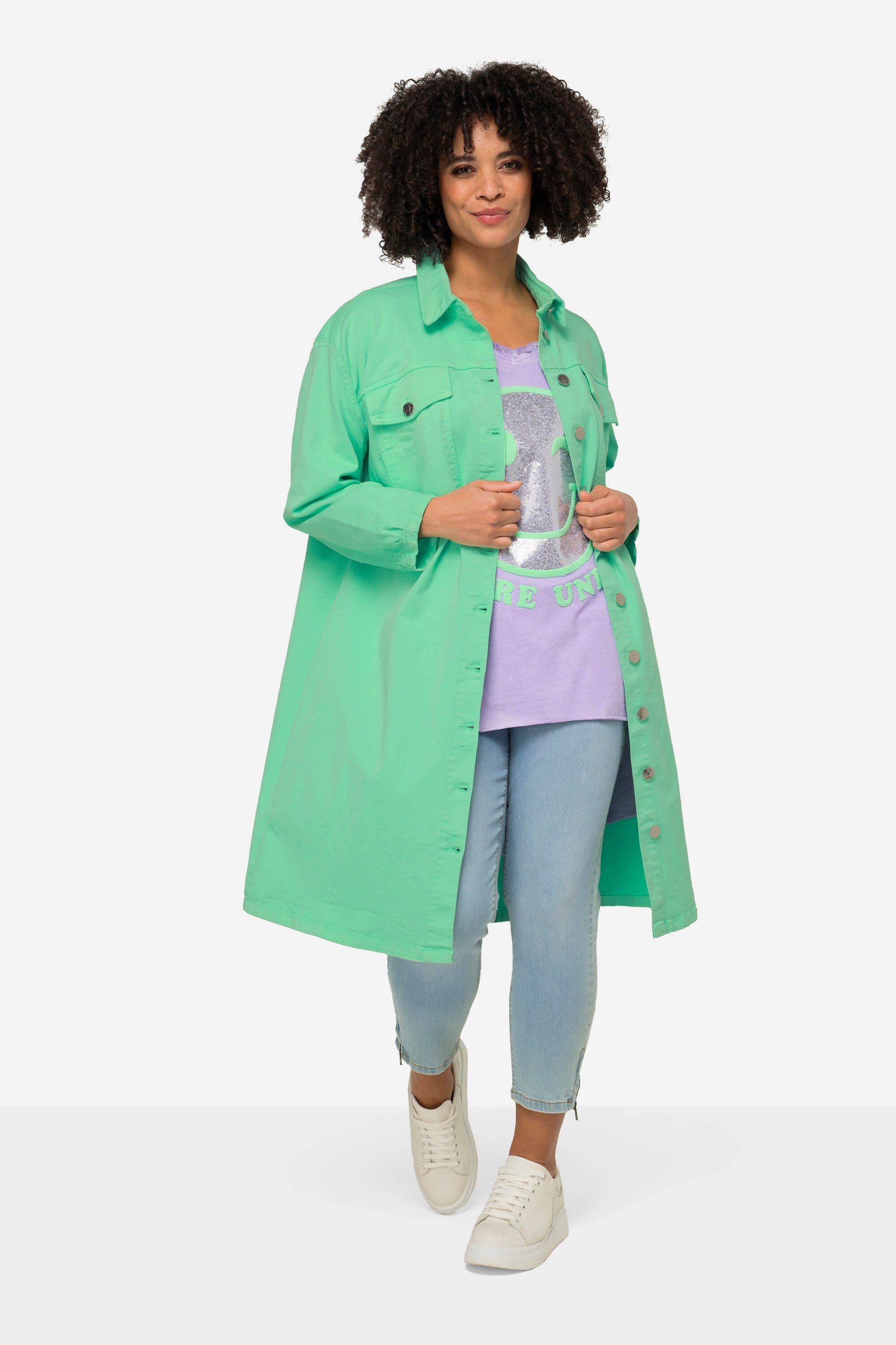Sommerjacke Hemd Twill Hemdkragen Rückendruck Langarm