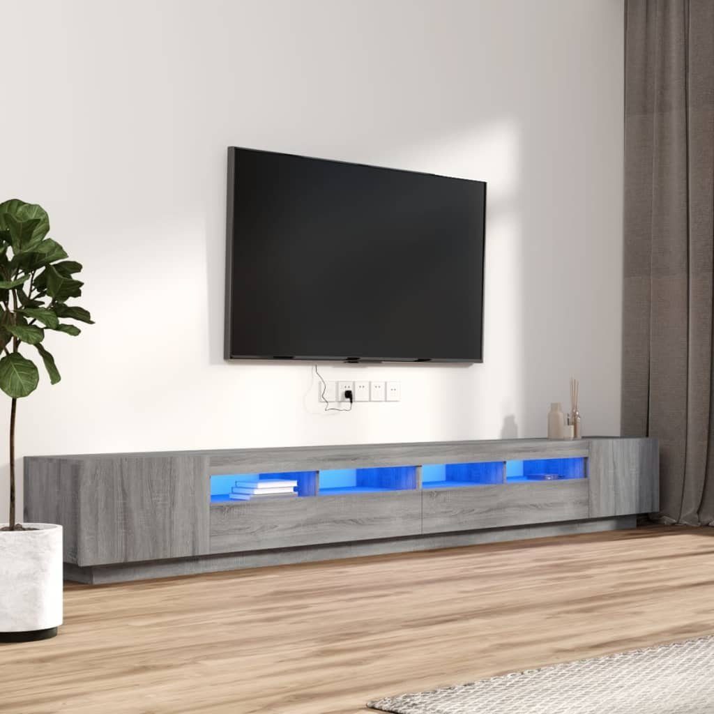 Sonoma Grau TV-Schrank (1-St) 3-tlg. TV-Schrank-Set Holzwerkstoff vidaXL LED-Leuchten