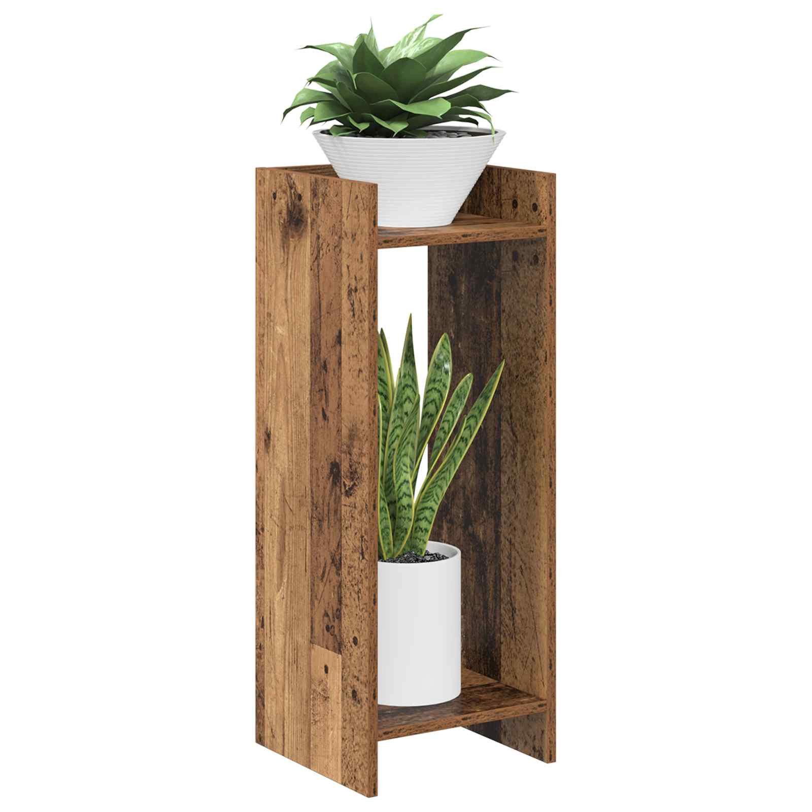 vidaXL Blumenständer Pflanzenständer mit Regal Altholz 30 x 30 x 80 cm Holzwerkstoff (1 St)