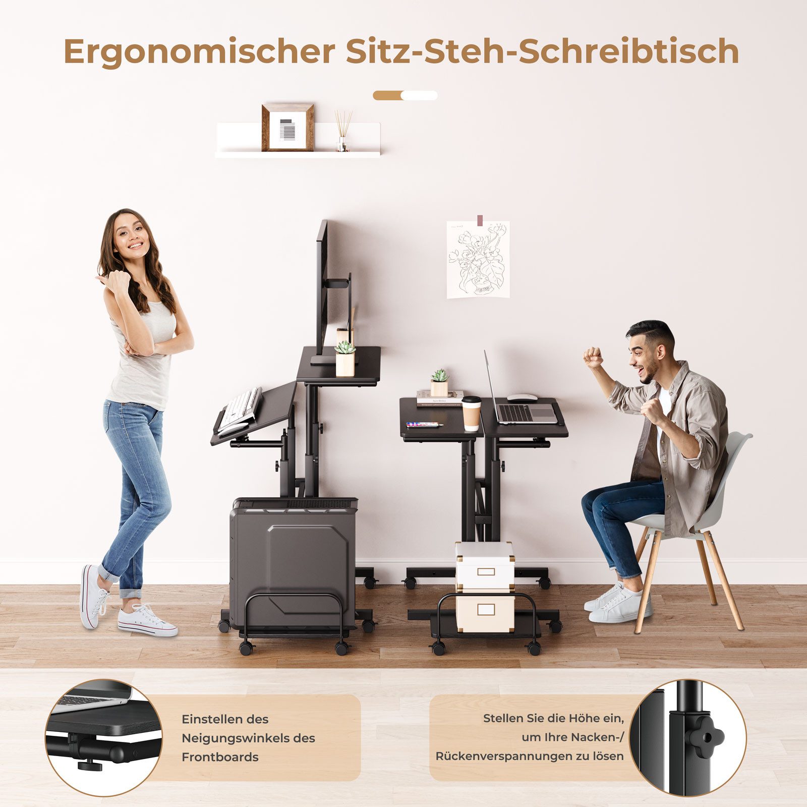 Dripex Stehpult Höhenverstellbar Laptoptisch mit Rollen günstig online kaufen