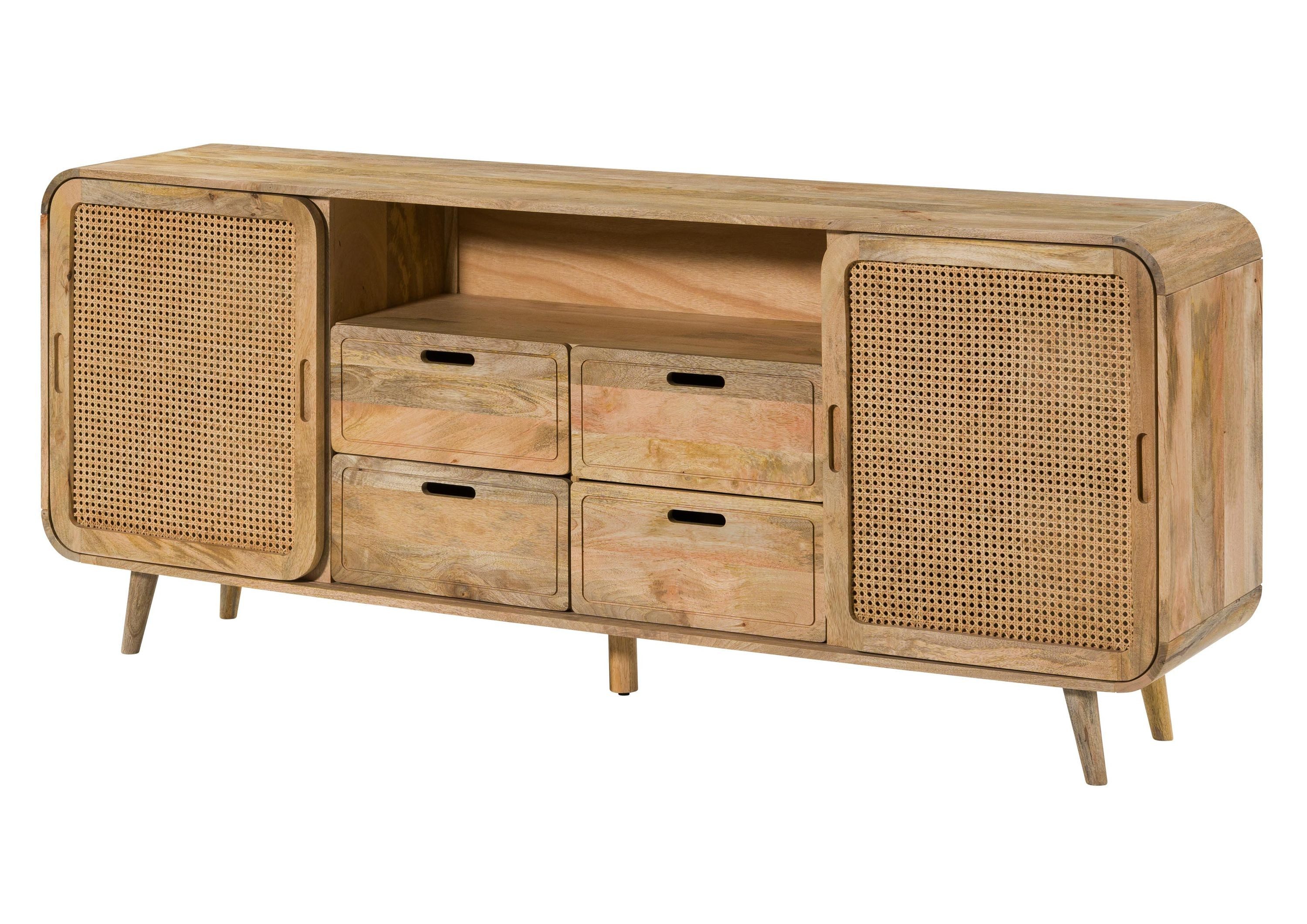 Massivmoebel24 Sideboard VALENCIA (Massivholz), Mango 200x40x80 natur lackiert VALENCIA #120