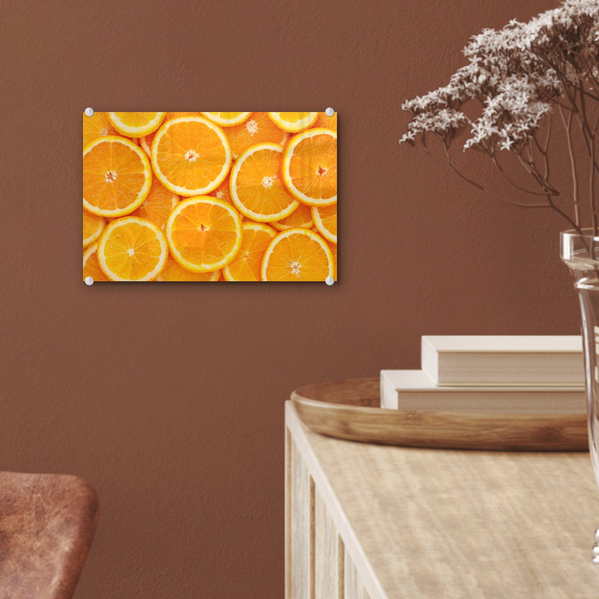 auf Glasbilder MuchoWow Orange Obst Foto - (1 Orange, Wandbild - - Bilder St), Acrylglasbild Glas - - Wanddekoration auf Glas