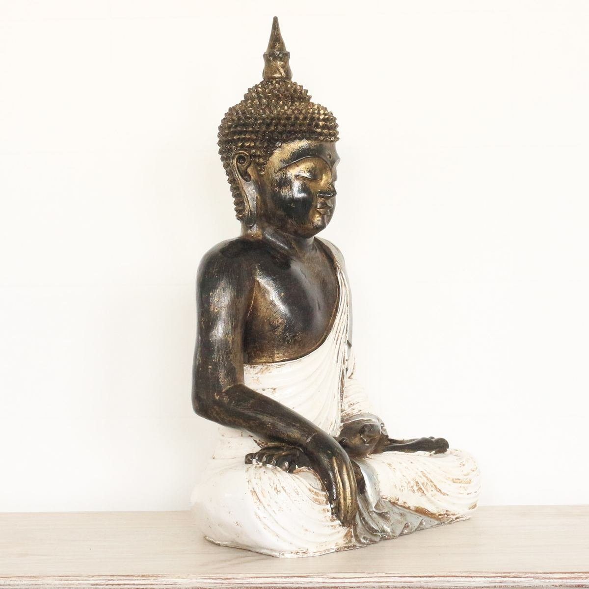 cm (1 traditionelle in Herstellung Gold St), Weiß 55 Galerie Dekofigur im Resin Ursprungsland Oriental Handarbeit Buddha