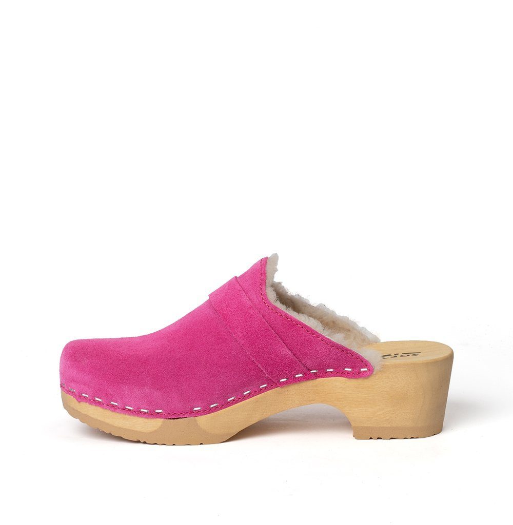 Damen, Clog Softclox bequem TAIRA Holz, pink (natur), Clogs, Winter, Kaschmir/LF