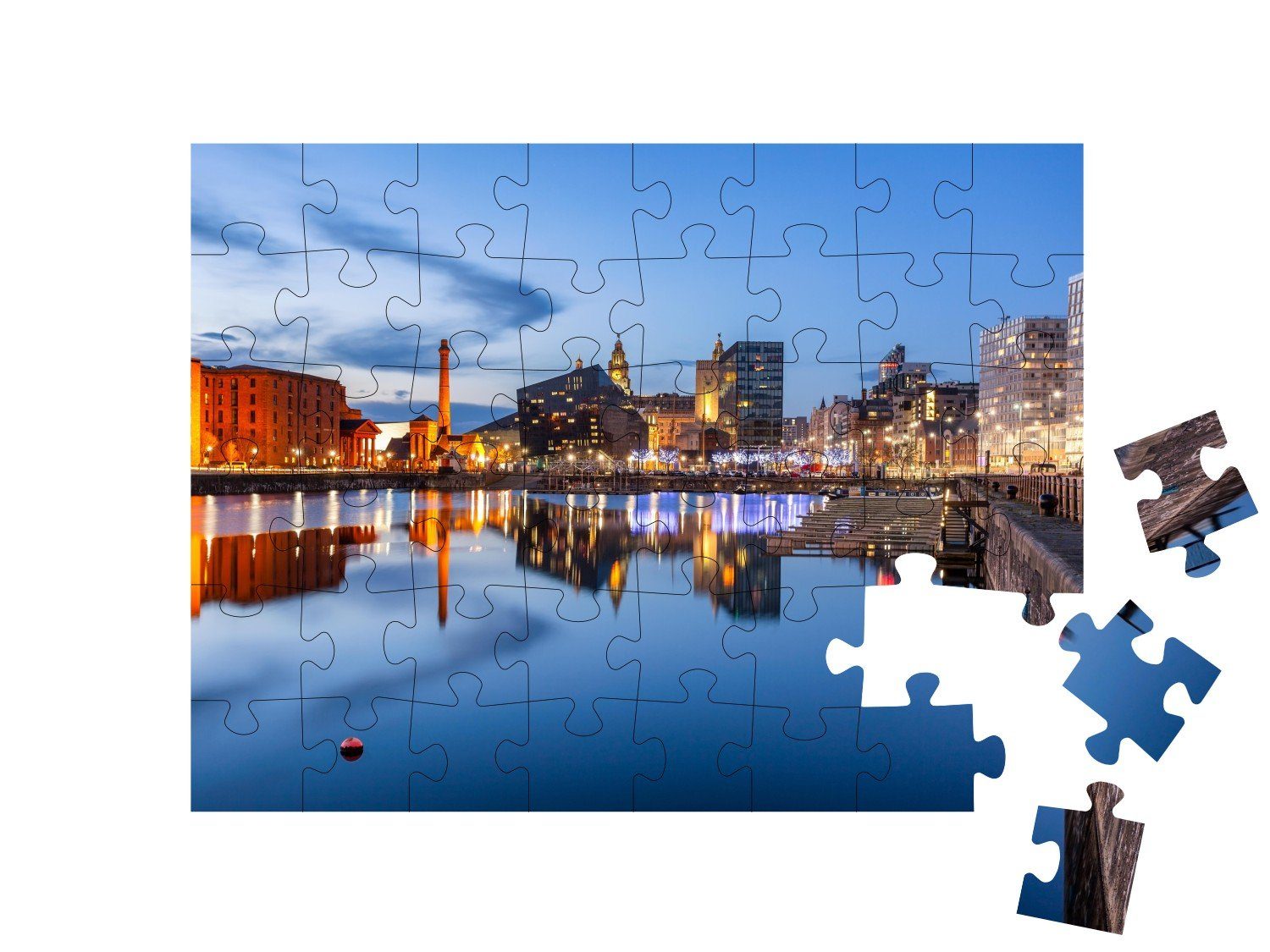 Liverpool, puzzleYOU Albert Liverpool Puzzleteile, puzzleYOU-Kollektionen Richtung Skyline 48 Puzzle in Dock,