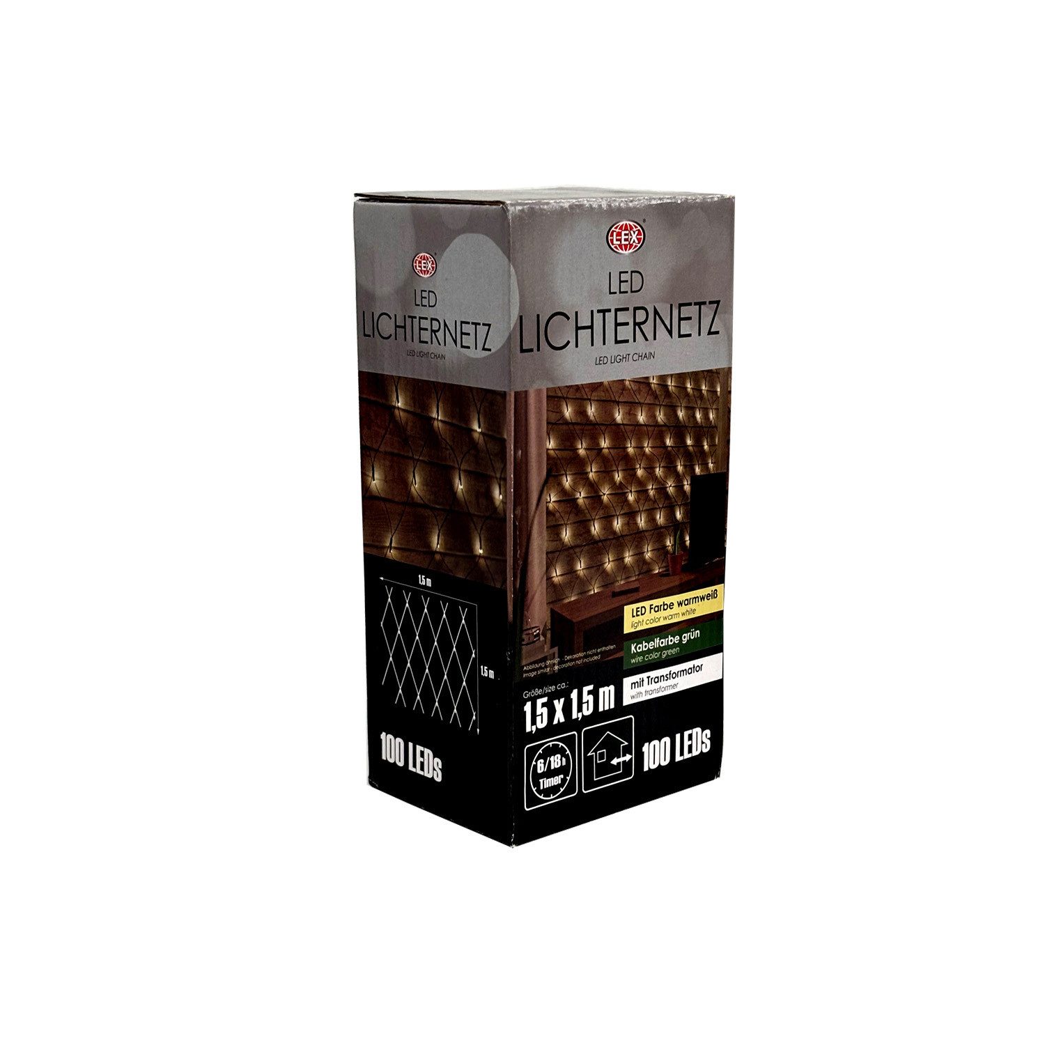 Mojawo Lichtervorhang 100 LED-Lichternetz warmweiß Innen & Aussen 230V Tran günstig online kaufen