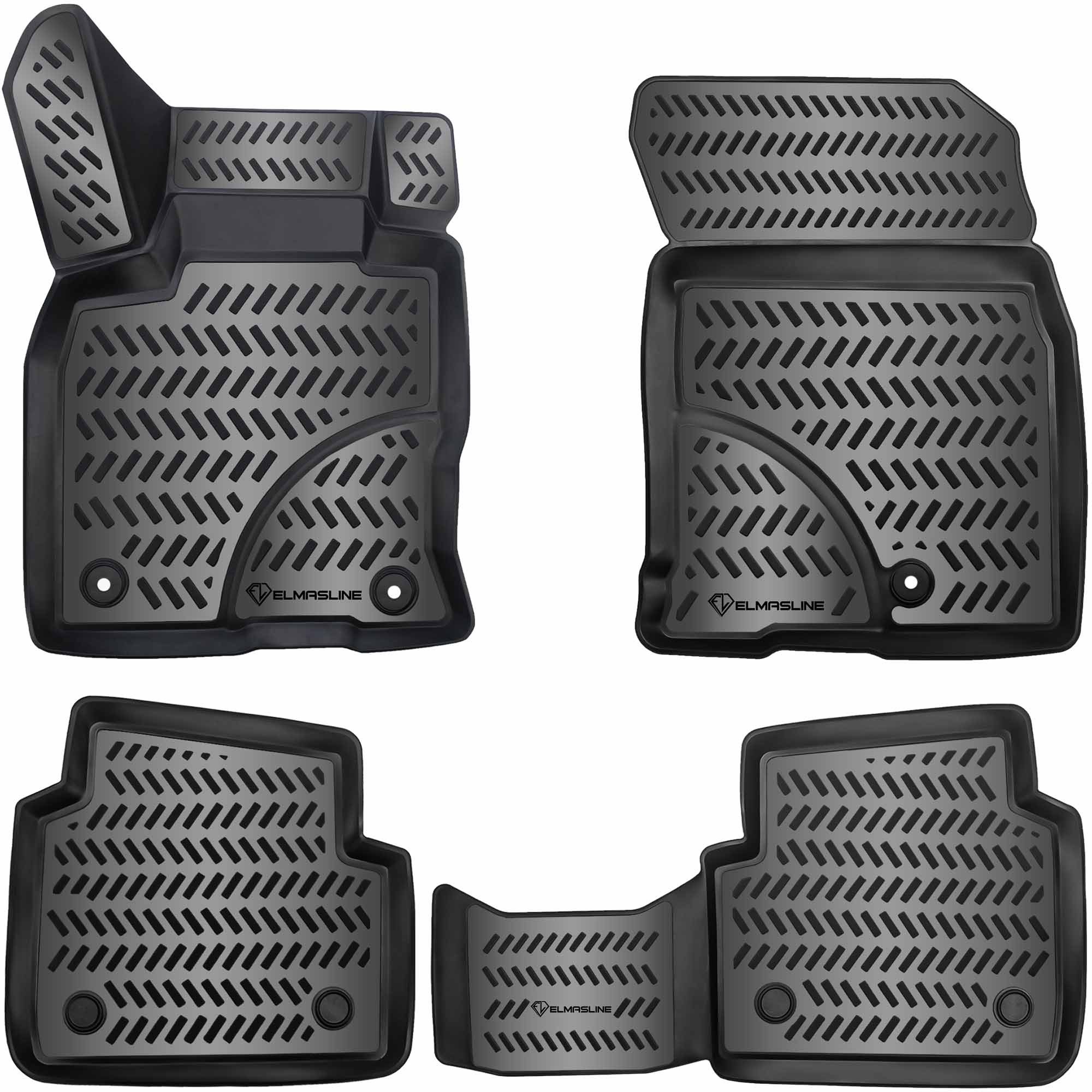 ELMASLINE Auto-Fußmatten Gummi, für FORD KUGA 3 (2019-2025) III. Generation - 3D Gummimatten mit extra hohem Rand für mehr Schutz - Passend für Baujahre:, 2019 - 2025