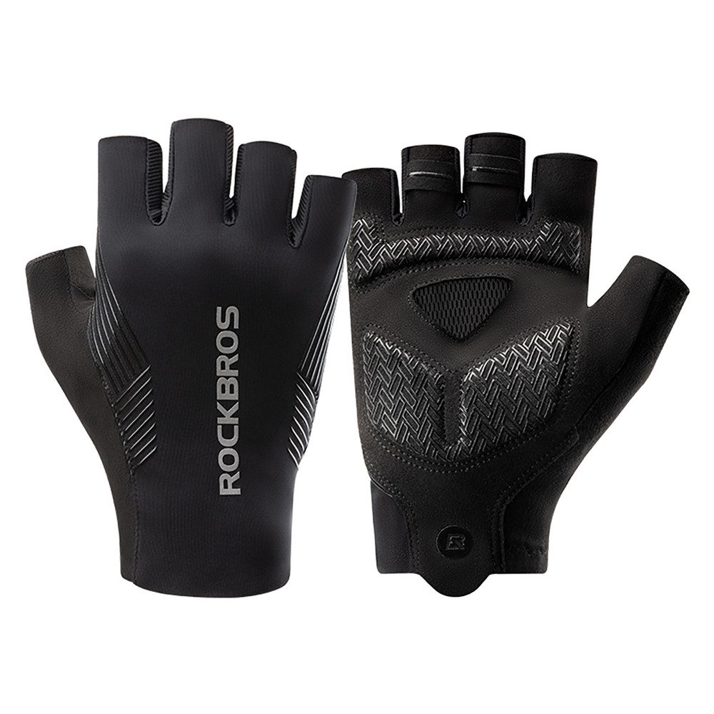 ROCKBROS Fahrradhandschuhe Kurzfingerhandschuhe Radhandschuhe Sporthandschuhe (Spar-Set, 1-St., L) SBR-Polsterung, Belüftung, Kurzfinger, Frottee am Daumen