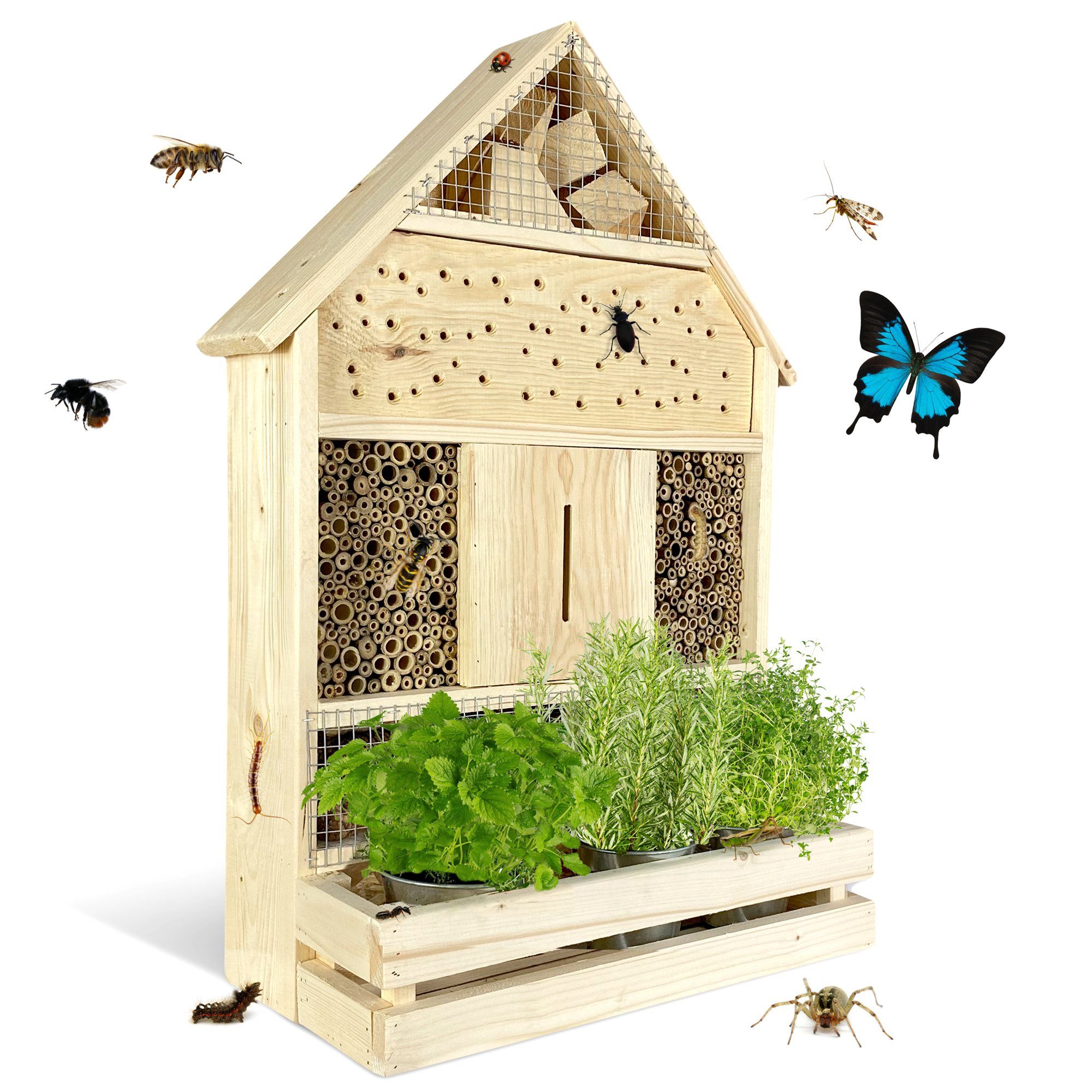 Insektenhotel zum Aufhängen XXL mit Pflanzenbalkon