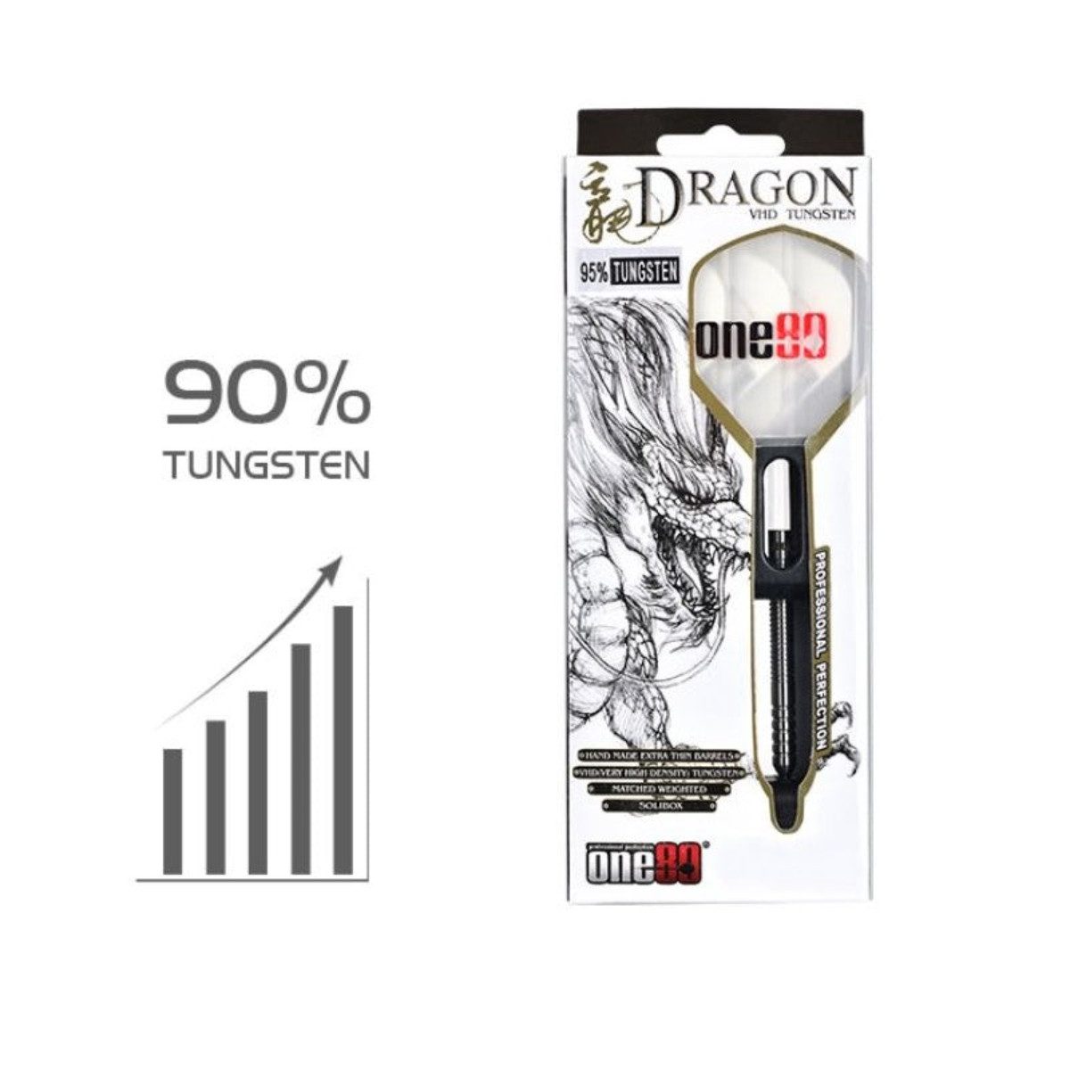 one80 Dartpfeil Dragon Steeltip Professionell Steeldarts, Professionelle Steeldarts mit 24 Gramm Gewicht