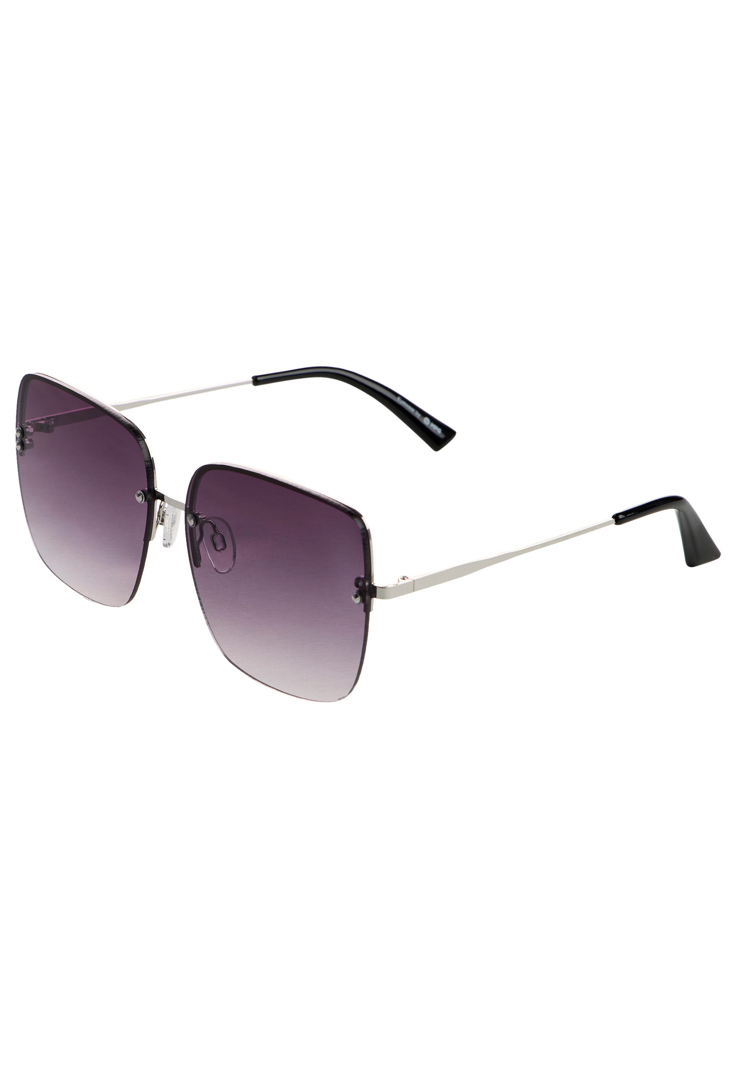 Laura Scott Sonnenbrille randloses Trapez-Design, silber glänzende Bügel, Filterkategorie 3