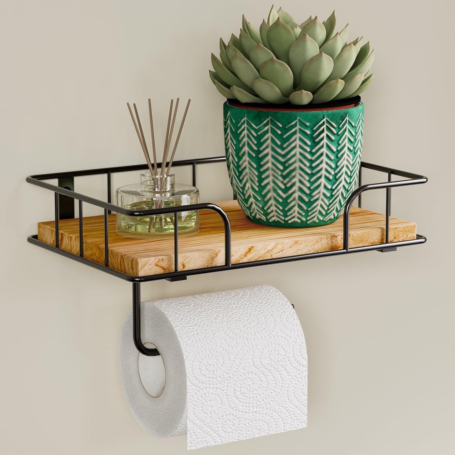 Holz Lichter Toilettenpapierhalter Toilettenpapierhalter mit Ablage & Feuch günstig online kaufen