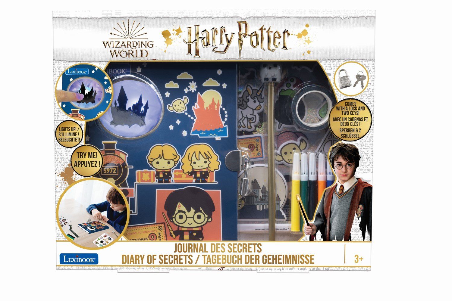 Lexibook® Notizbuch Harry mit Geheimtagebuch Potter Lichteffekten Elektronisches Aufkleber