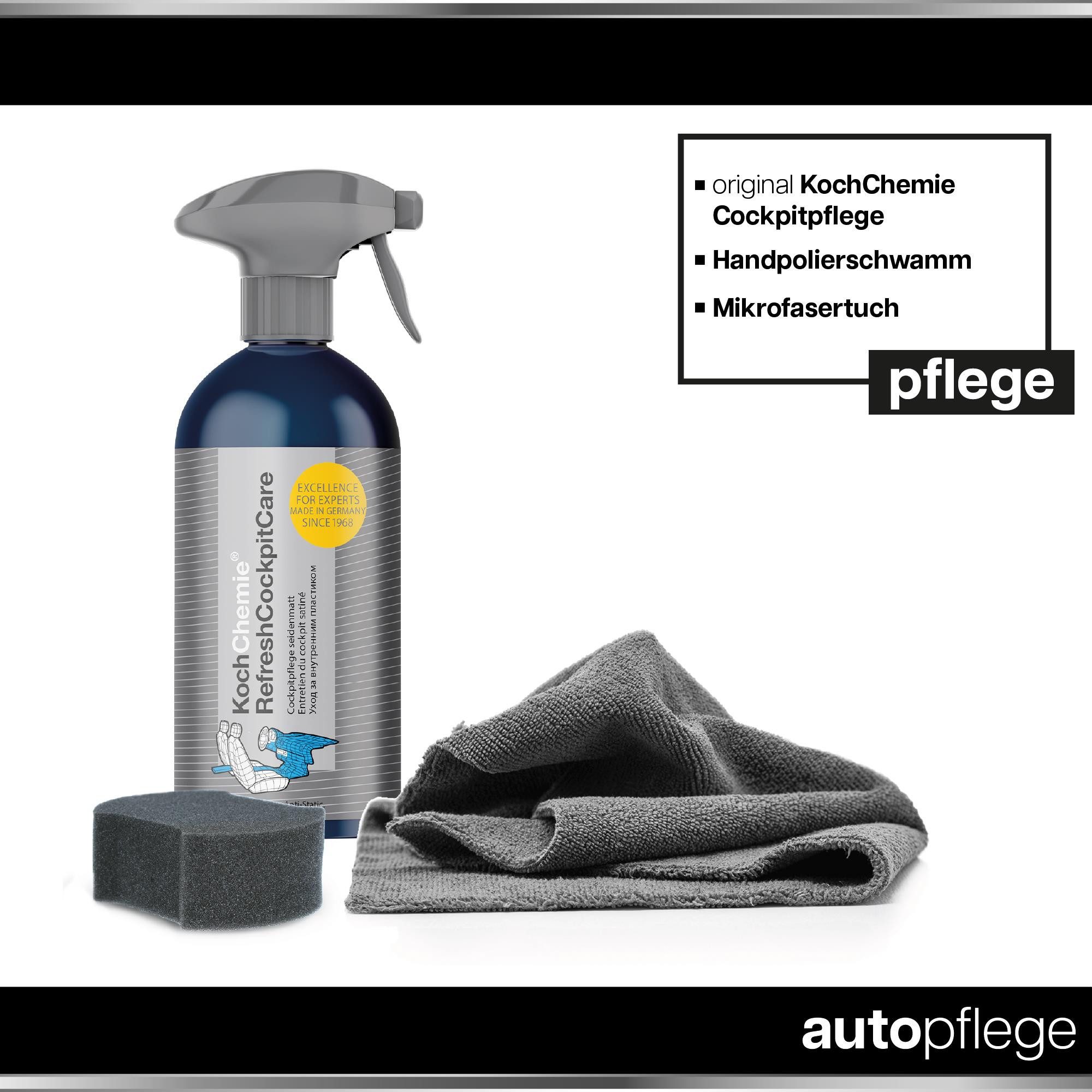 Koch Chemie Refresh Cockpit Care Car Care Set (3 pieces with application sponge and microfiber cloth)