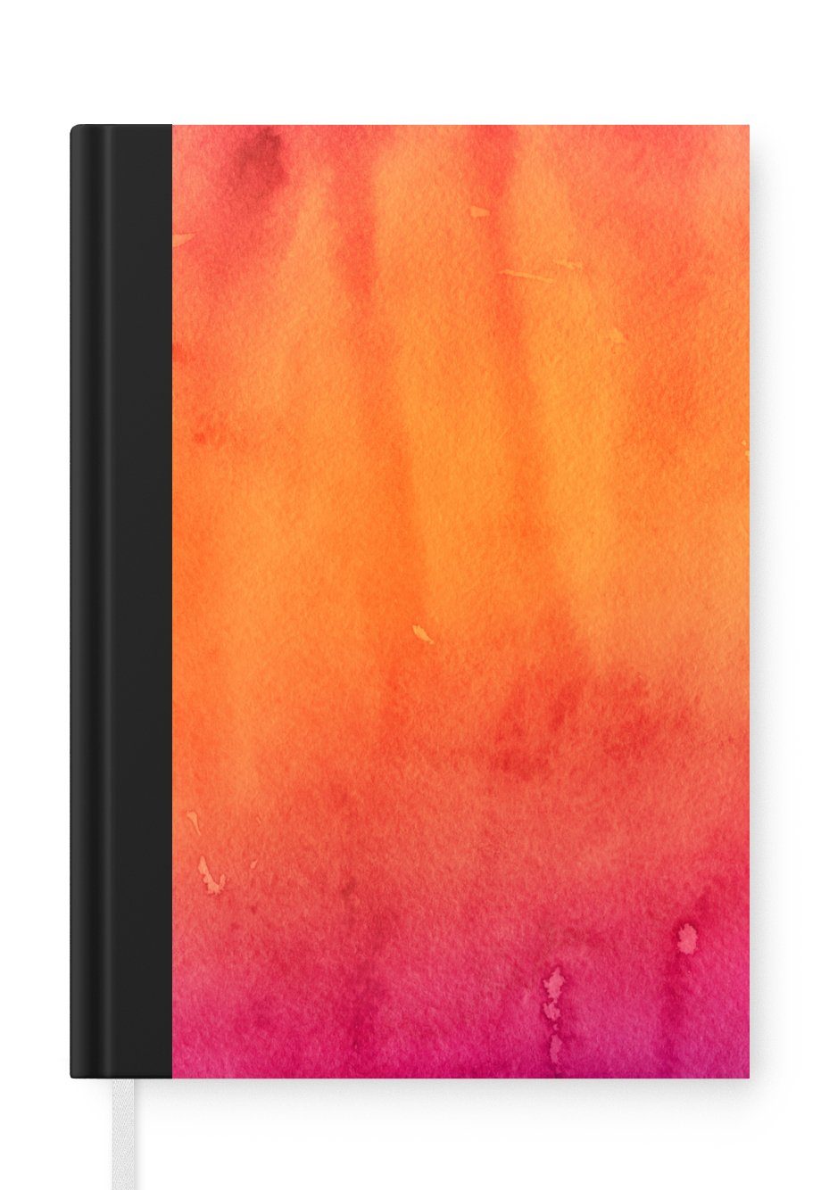 MuchoWow Notizbuch Aquarell - Orange - Rosa - Abstrakt, Journal, Merkzettel, Tagebuch, Notizheft, A5, 98 Seiten, Haushaltsbuch