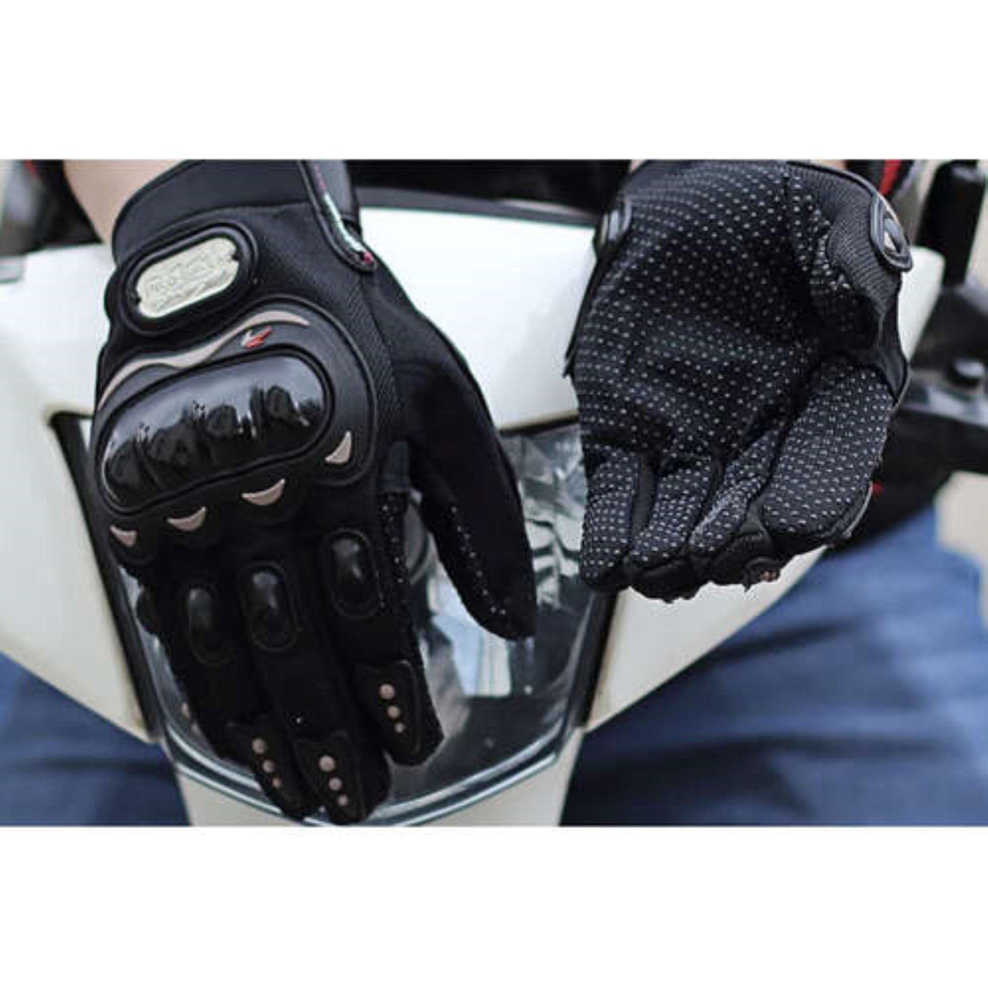 Trizand Motorradhandschuhe ShadowGrip XL - Schwarze Motorradhandschuhe für sichere Fahrten (1 Paar Motorradhandschuhe-Set, 1 Paar Motorradhandschuhe) Verstellbare Manschetten und rutschfeste Einsätze