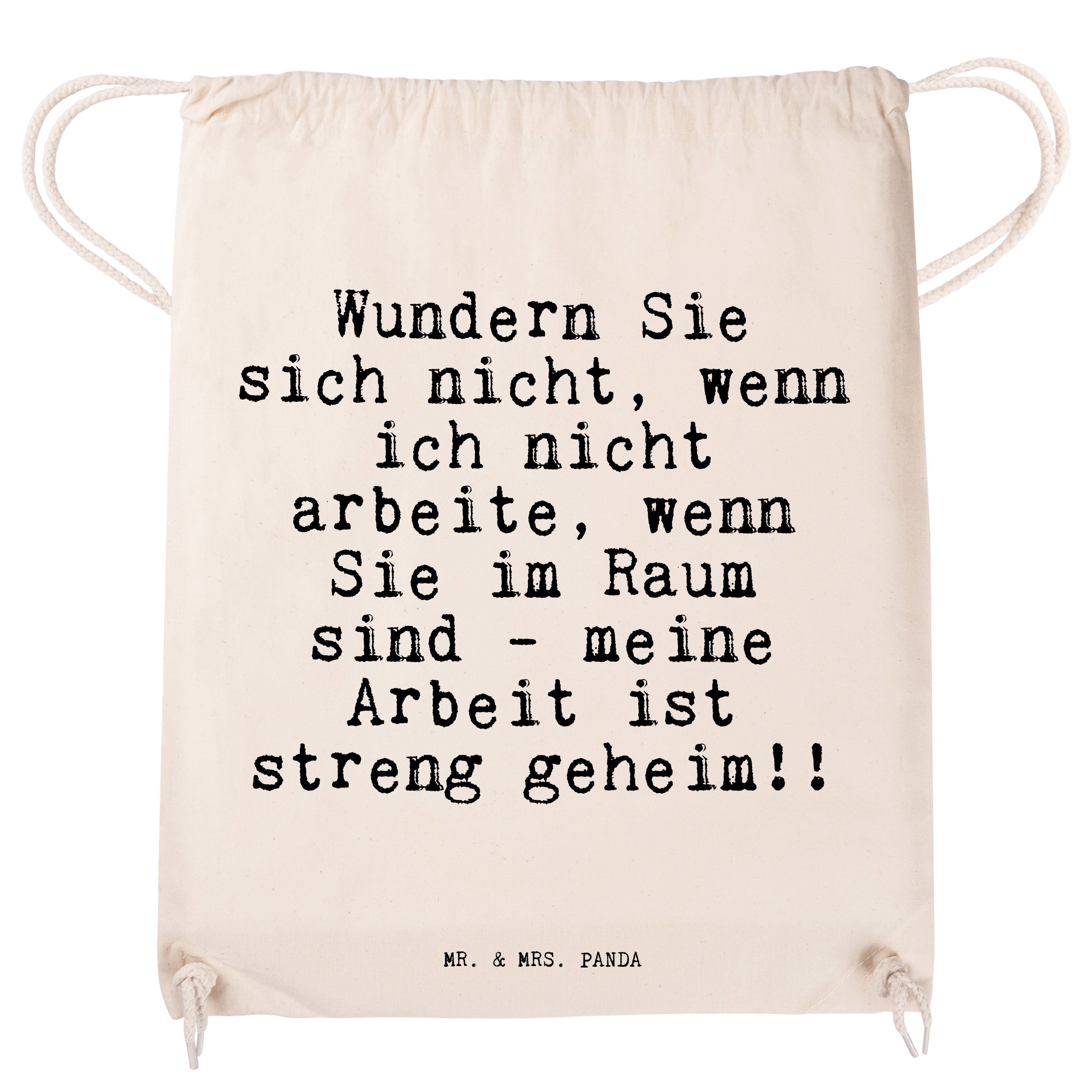 sich (1-tlg) nicht,... Mitarbeiter, Sporttasche Transparent Wundern Tur Mrs. Mr. - - Sie & Panda Geschenk,