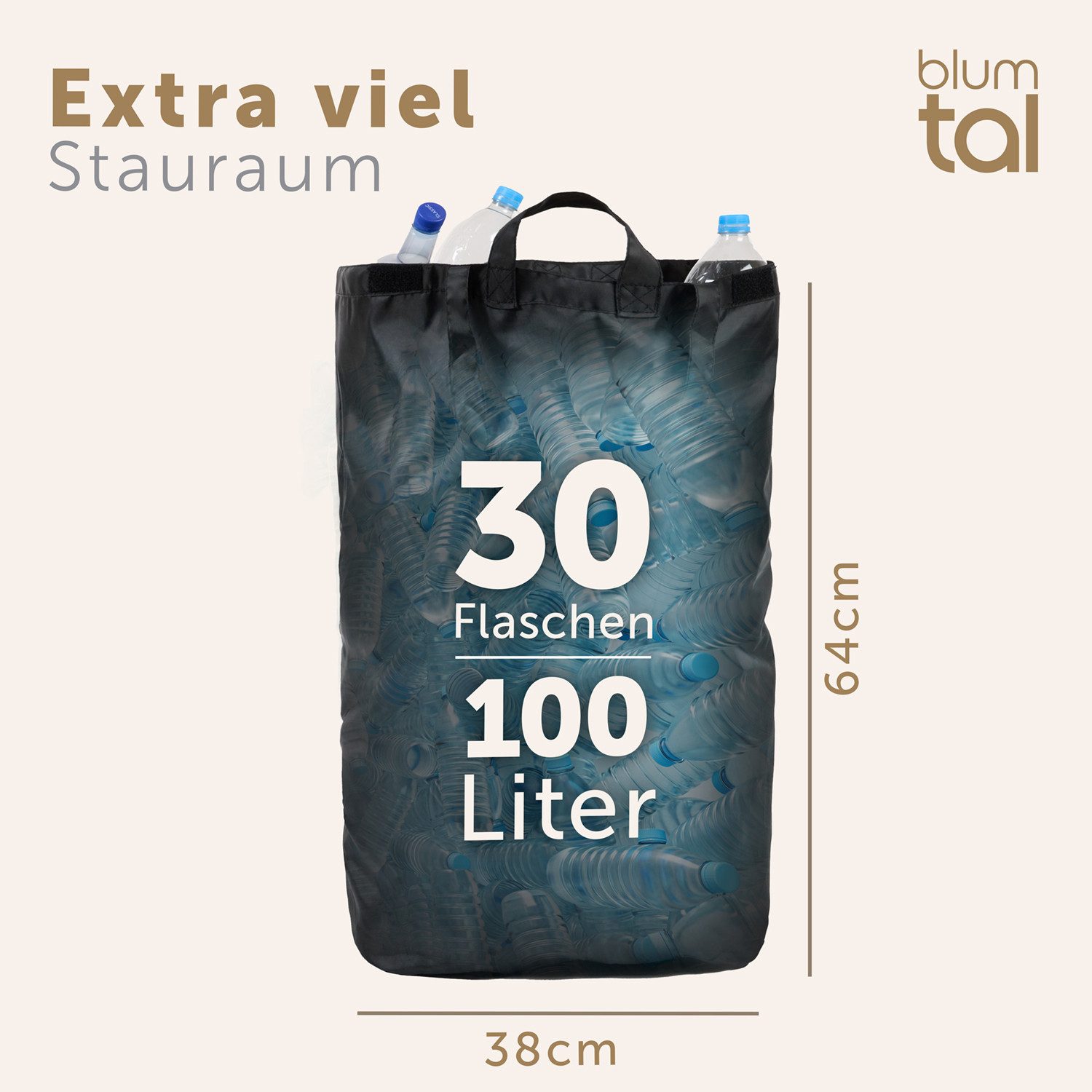 Blumtal Müllsackständer Pflandflaschen Sammelbehälter, Leergut Organizer mit Loch, in 100L oder 150L, waschbar, tropfsicher