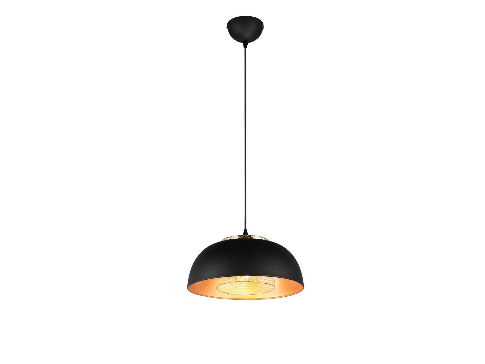 Reality Leuchten LED Pendelleuchte, Dimmfunktion, LED wechselbar, warmweiß, Designer Esstischlampe einflammig über Kücheninsel Schwarz Gold, 35cm