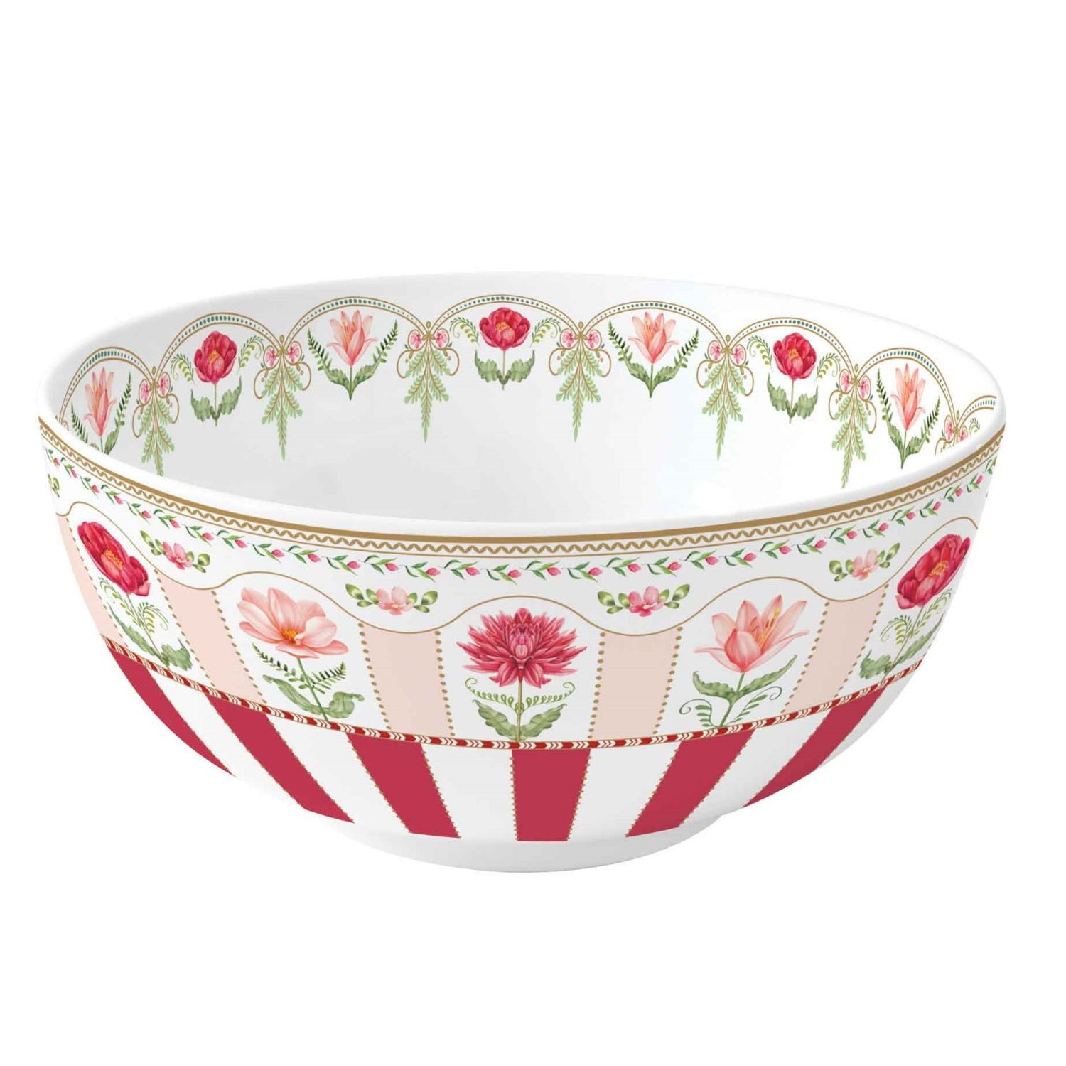 EasyLife Servierschale Flowery, Porzellan, Spülmaschinengeeignet, Mehrfarbig, Blumen, H: 10.5cm