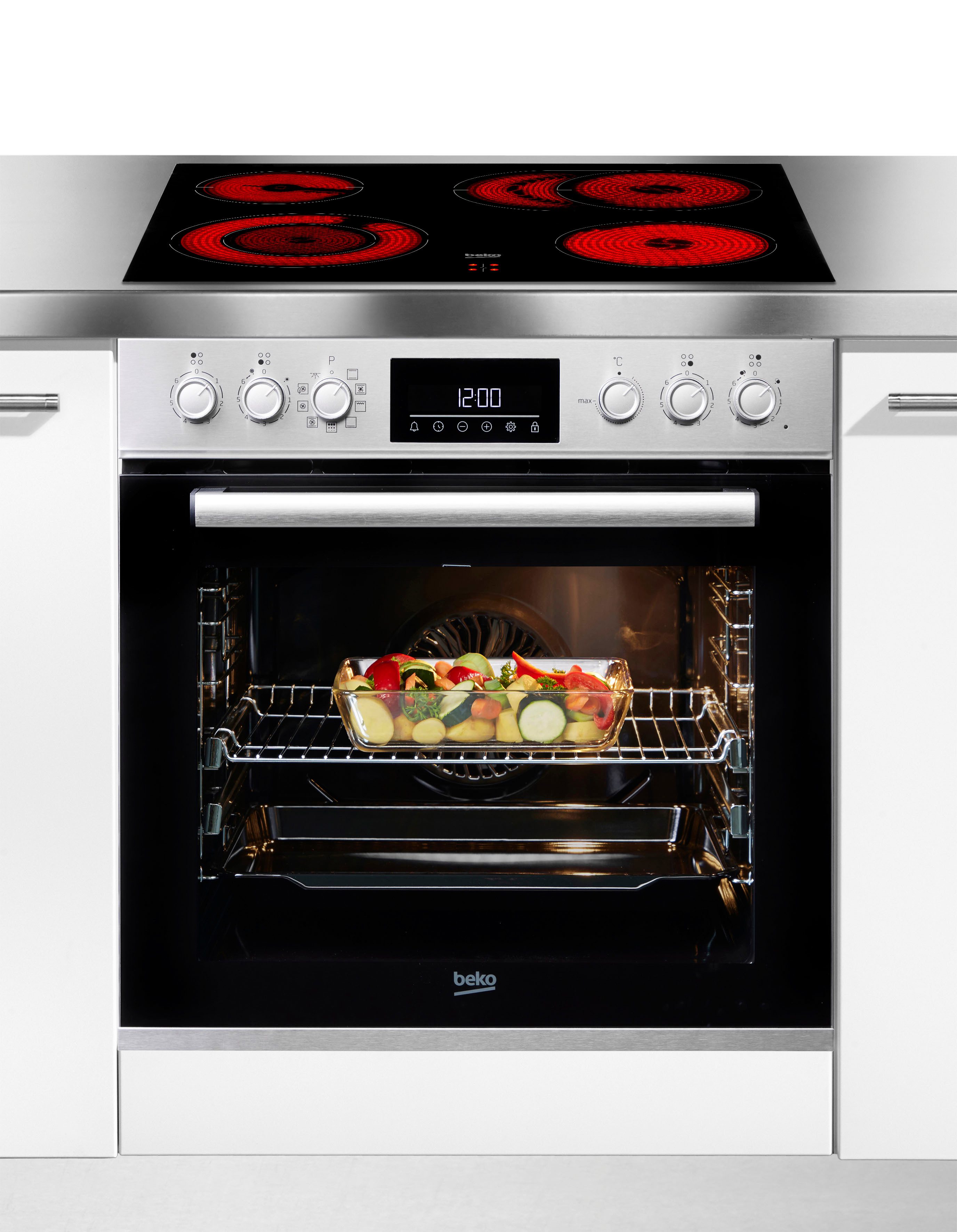 BEKO Elektro-Herd-Set BBUM12320XMPE, mit 2-fach-Teleskopauszug, Pyrolyse-Selbstreinigung, Gleichmäßige Heißluft für perfekte Ergebnisse dank Aeroperfect