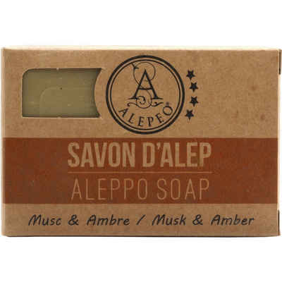 ALEPEO Handseife ALEPEO Aleppo Olivenölseife mit Moschus-Amber-Duft 100 g