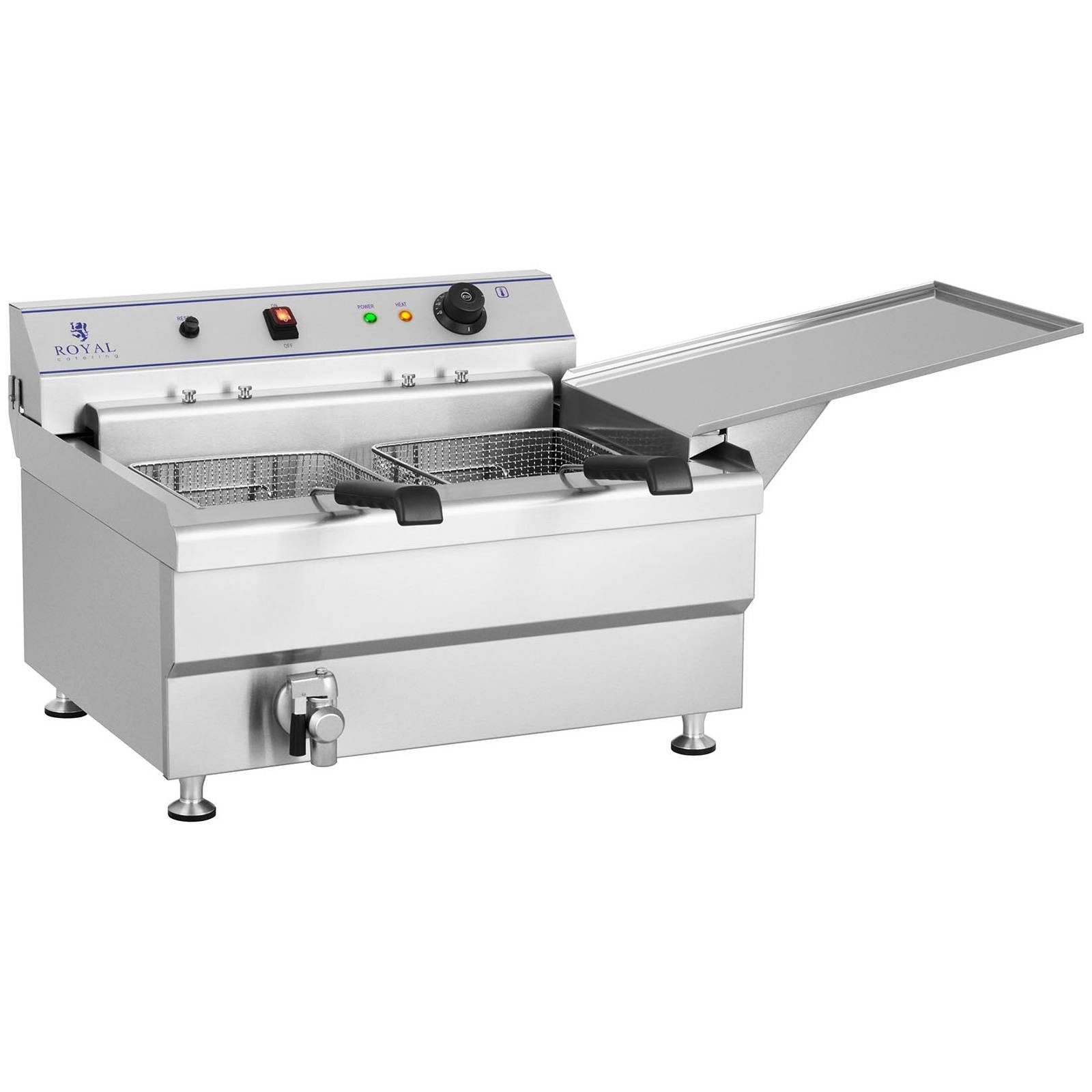 Royal Catering Fritteuse RCBG 30-2-B STH, 9000 W, Fettbackgerät 36 L Backgerät Friteuse Gastro Elektro 400 V 2 Körbe