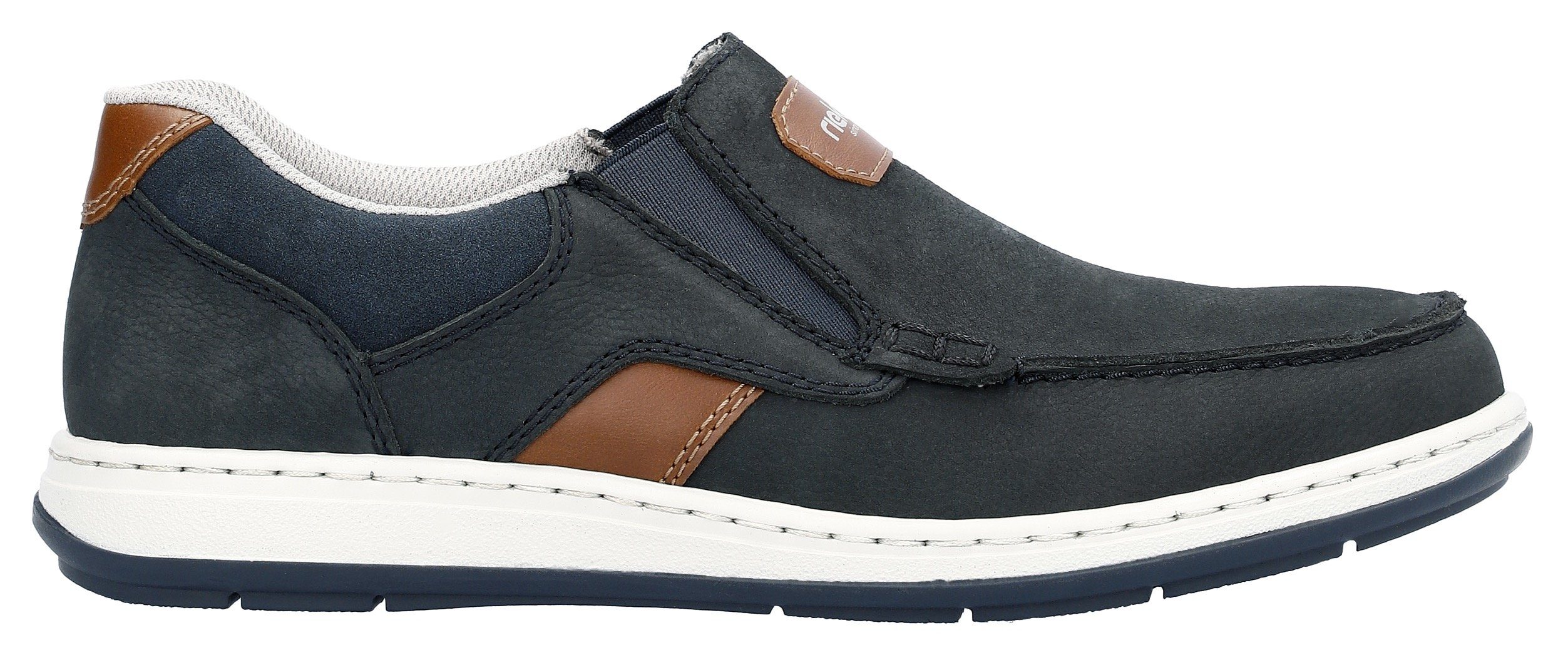 Rieker Slipper Mokassin, Loafer, Komfortschuh mit Gummizug für guten Sitz