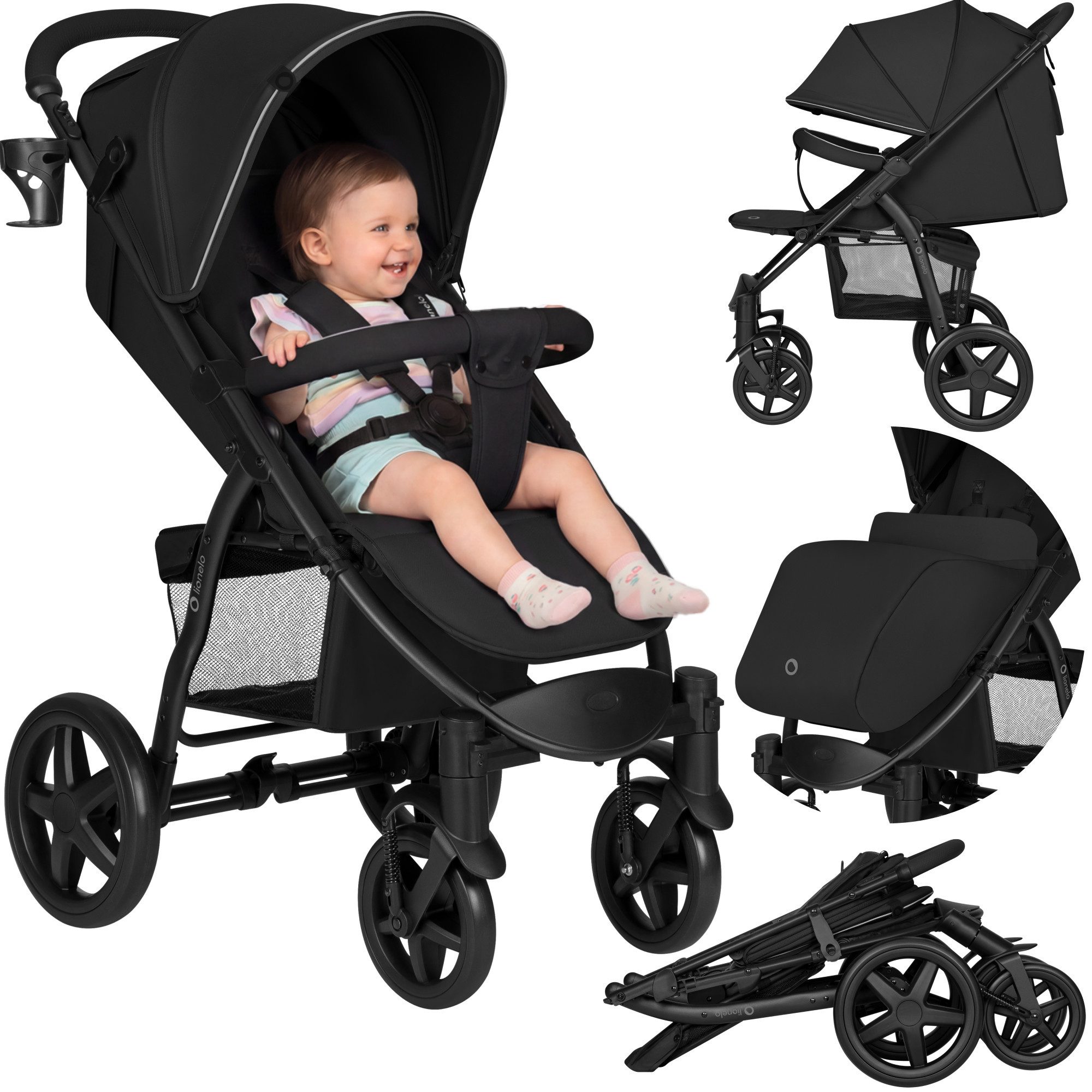 lionelo Kinder-Buggy ANNET PLUS, Fußdecke, großer Korb, ab 0 bis 36 Monate