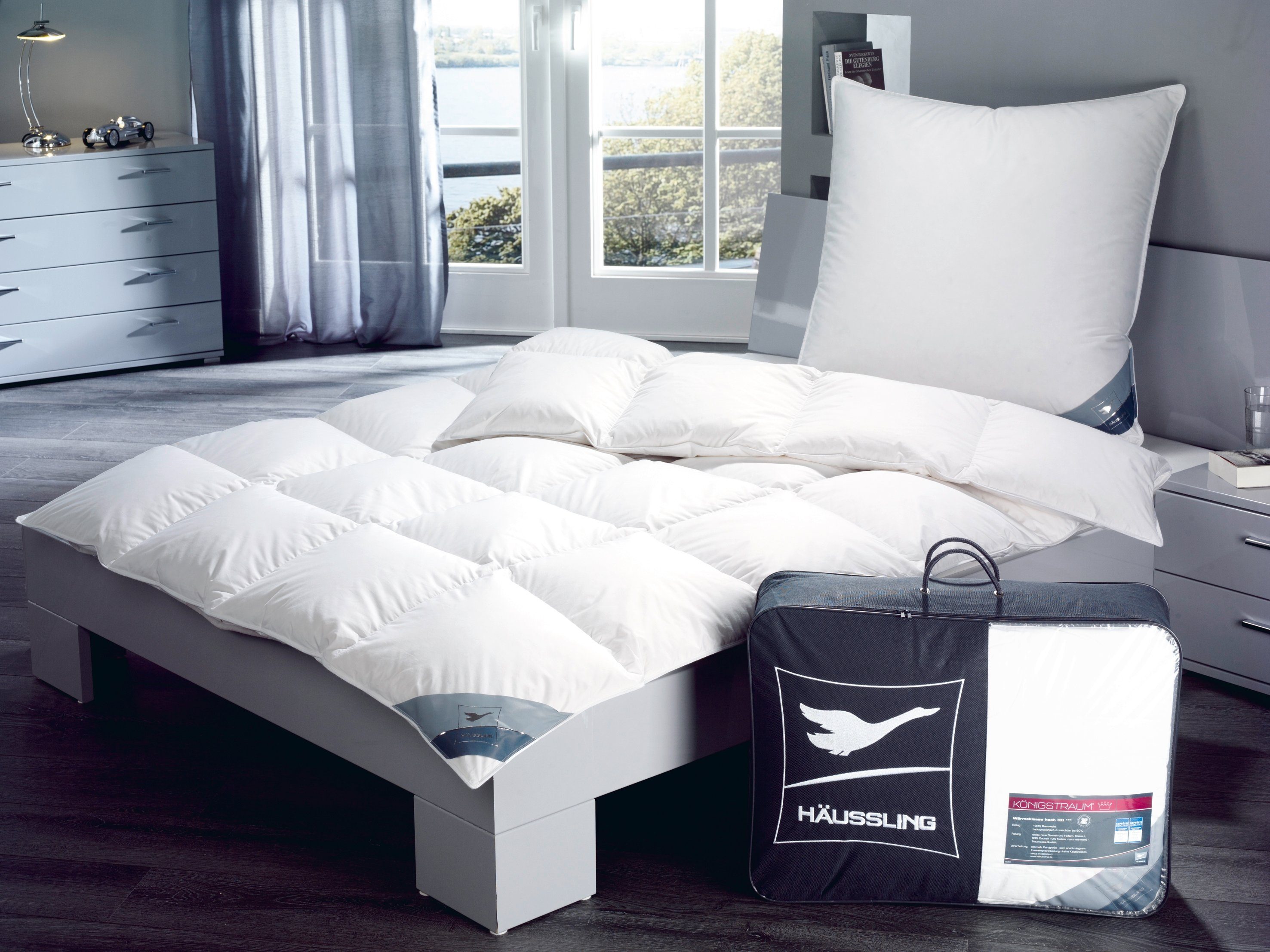 Haeussling Daunenbettdecke Daunendecke Bettdecke Daunen Steppbett Decke - MADE IN GERMANY, Füllung: Weiße nordische neue Daunen und Federn, Klasse I, 60% Daunen 40% Federn, Bezug: 100% Baumwolle, Feiner Daunenbatist (Nm 100/100), Made in Germany