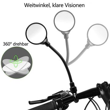 SOTOR Fahrradspiegel Fahrradspiegel Lenker Fahrrad Weitwinkel Rückspiegel Sichere Spiegel (1-St., Fahrrad Rückspiegel für Mountainbike Rennrad E-Bike), 360 ° Verstellbar und Drehbar Fahrrad Spiegel