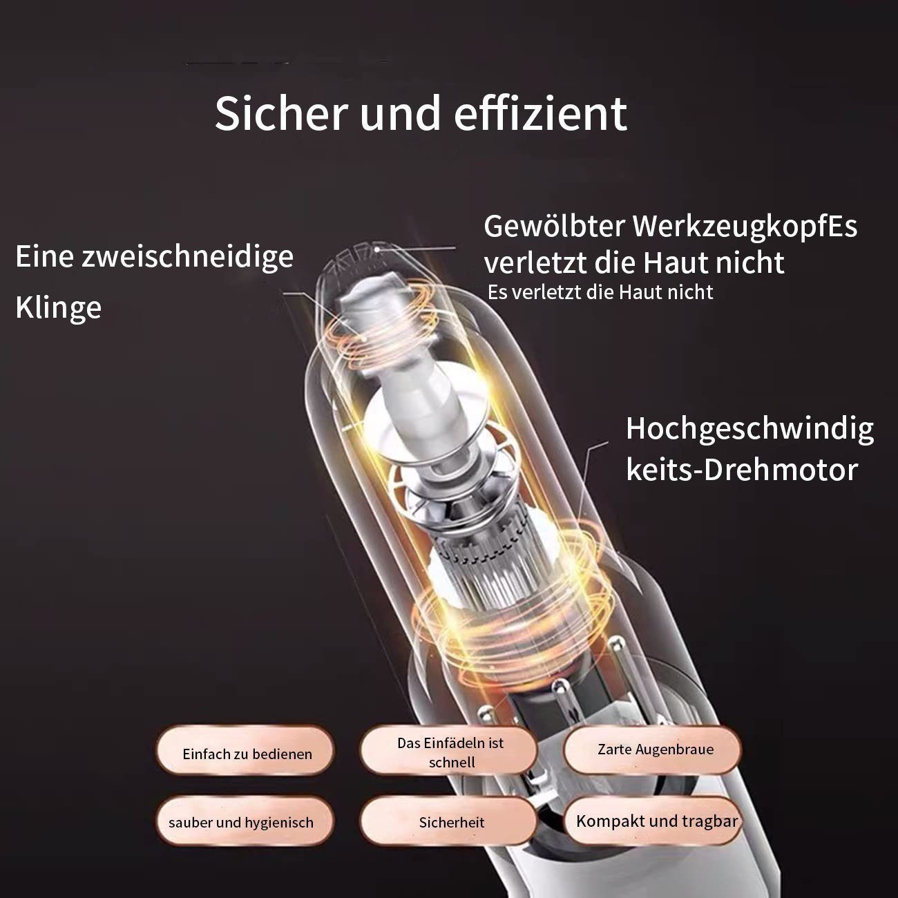 KINSI Augenbrauenrasierer Elektrischer Augenbrauentrimmer, schmerzfrei, präzise, sicher, Schönheitstrimmer, Automatischer Augenbrauentrimmer