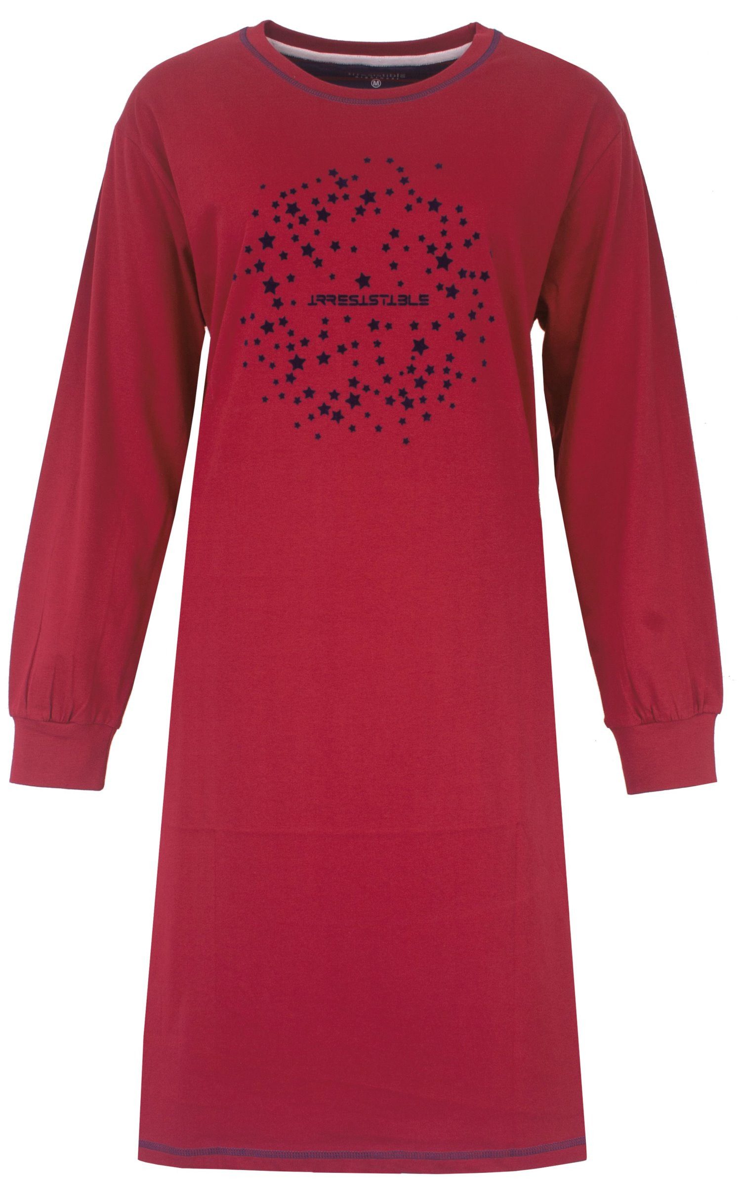 Irresistible Nachthemd Damen Schlafshirt mit langem Arm und Bündchen (1-tlg) Baumwolle