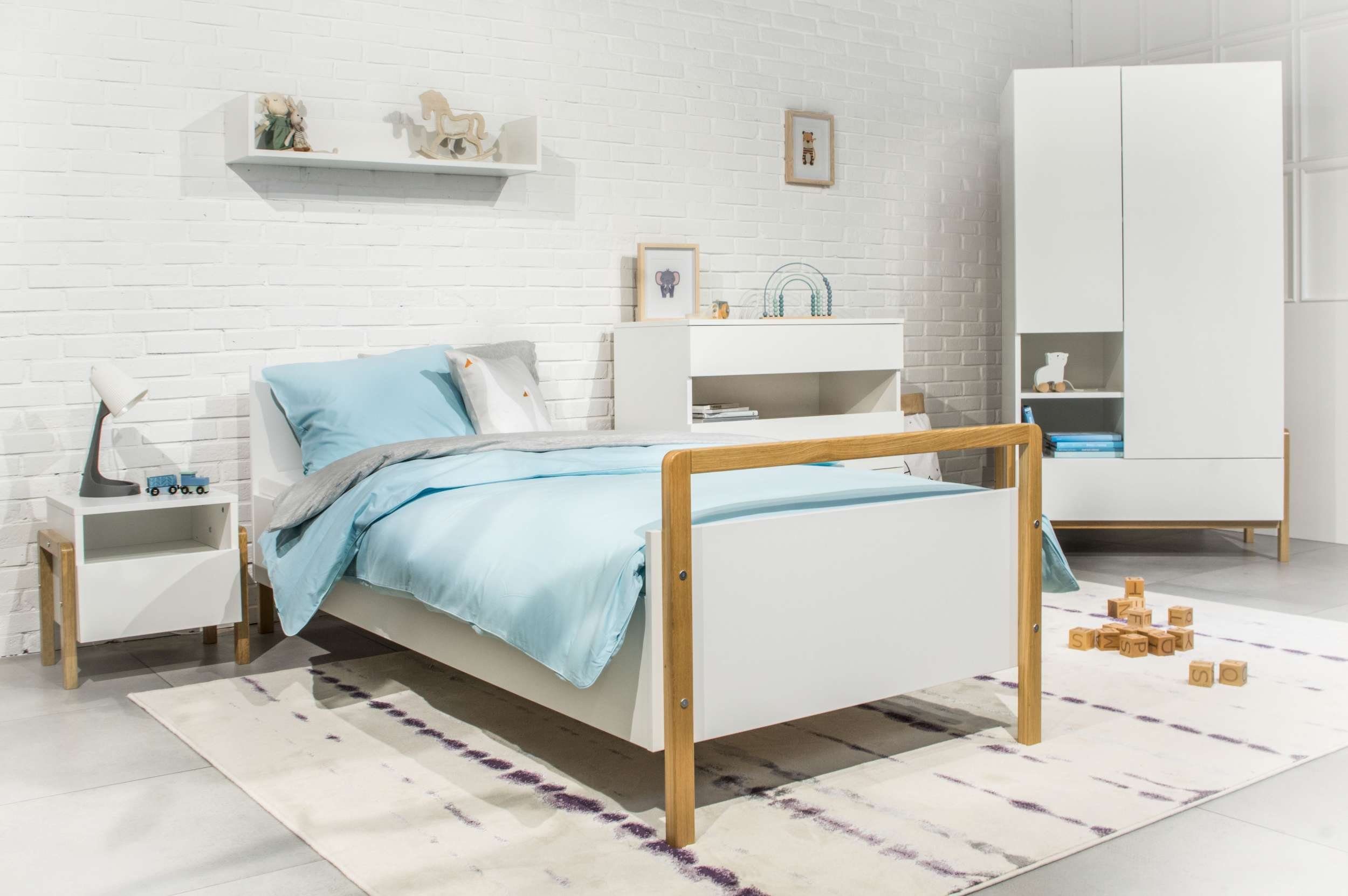 Tobot Matratze, x für Bett), mit Kinder Weiß aus Jugendbett und (Kinderbett, Eiche Jugend Stylefy stellbar, variabel 80 180 cm, Holzwerkstoff,