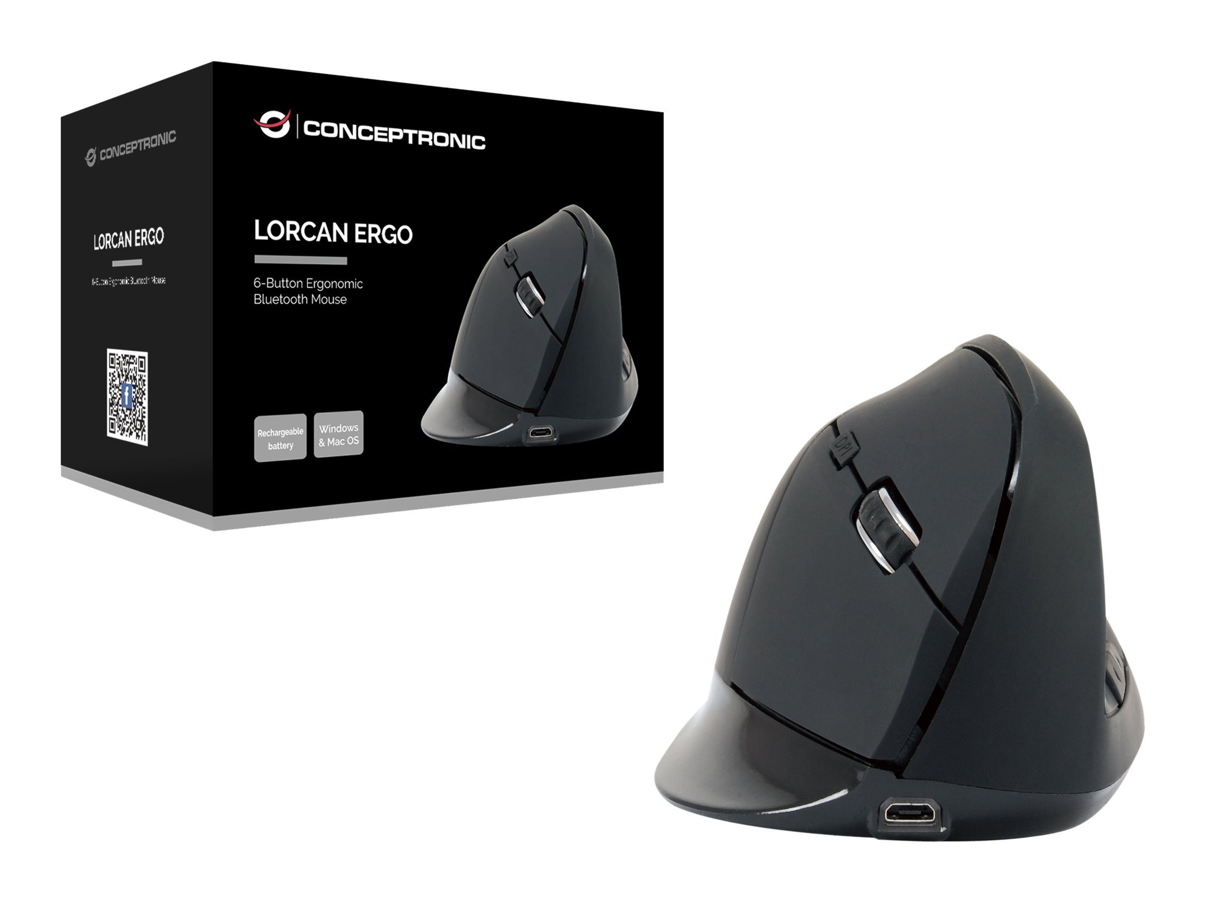 Conceptronic CONCEPTRONIC LORCAN03B 6-Tasten Bluetooth Maus ergonomisch Maus