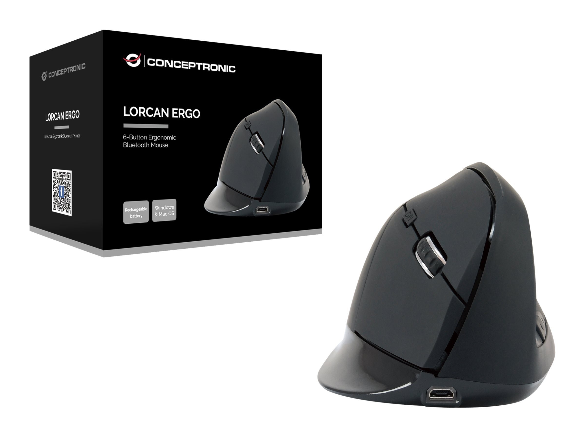 CONCEPTRONIC LORCAN03B 6-Tasten Bluetooth Maus ergonomisch Maus