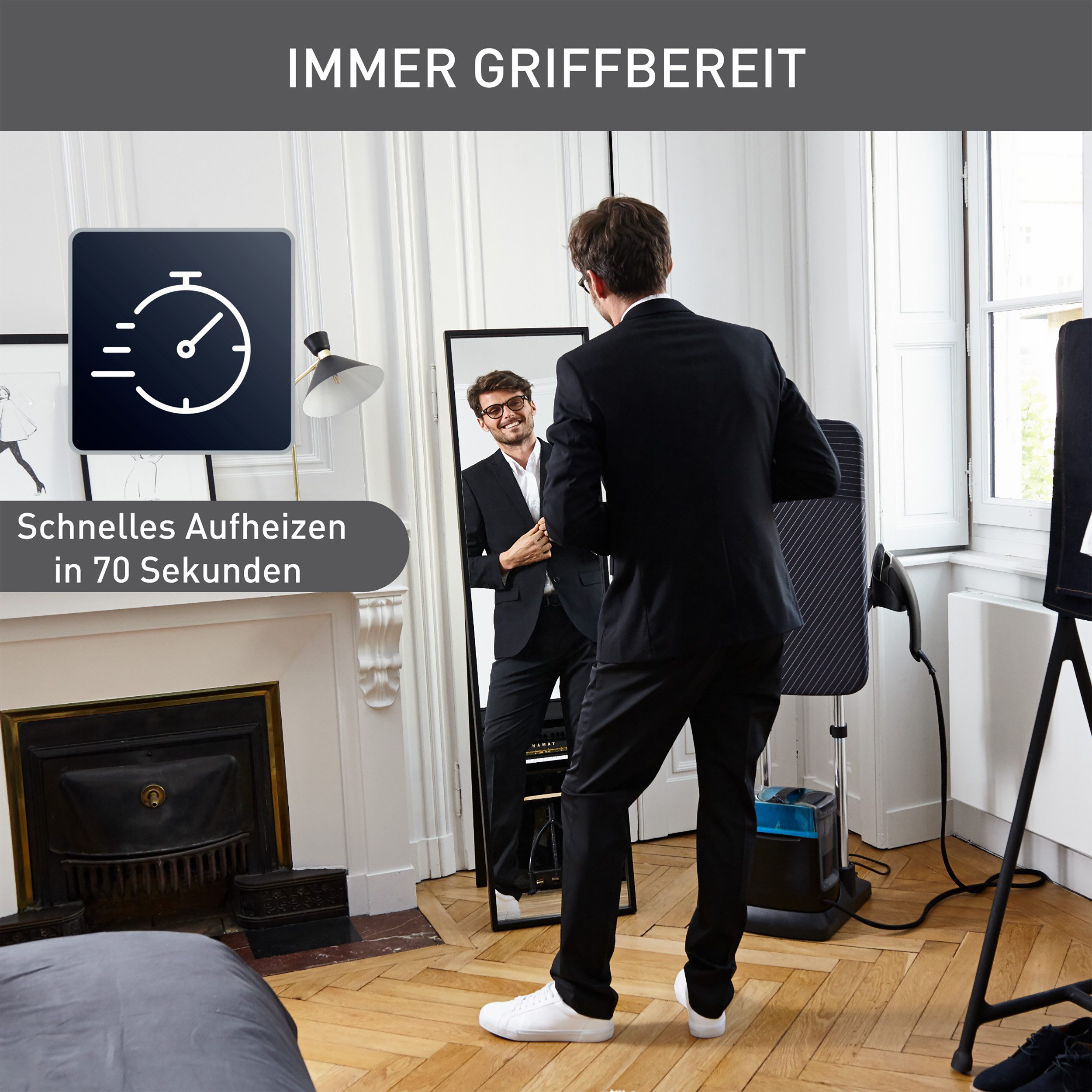 Tefal Dampfglätter IXEO Power, 2170 W, 3-Positionen Smart Board, abnehmbare Basis, Hochdruckdampf-Technologie – Bild 4 von 5