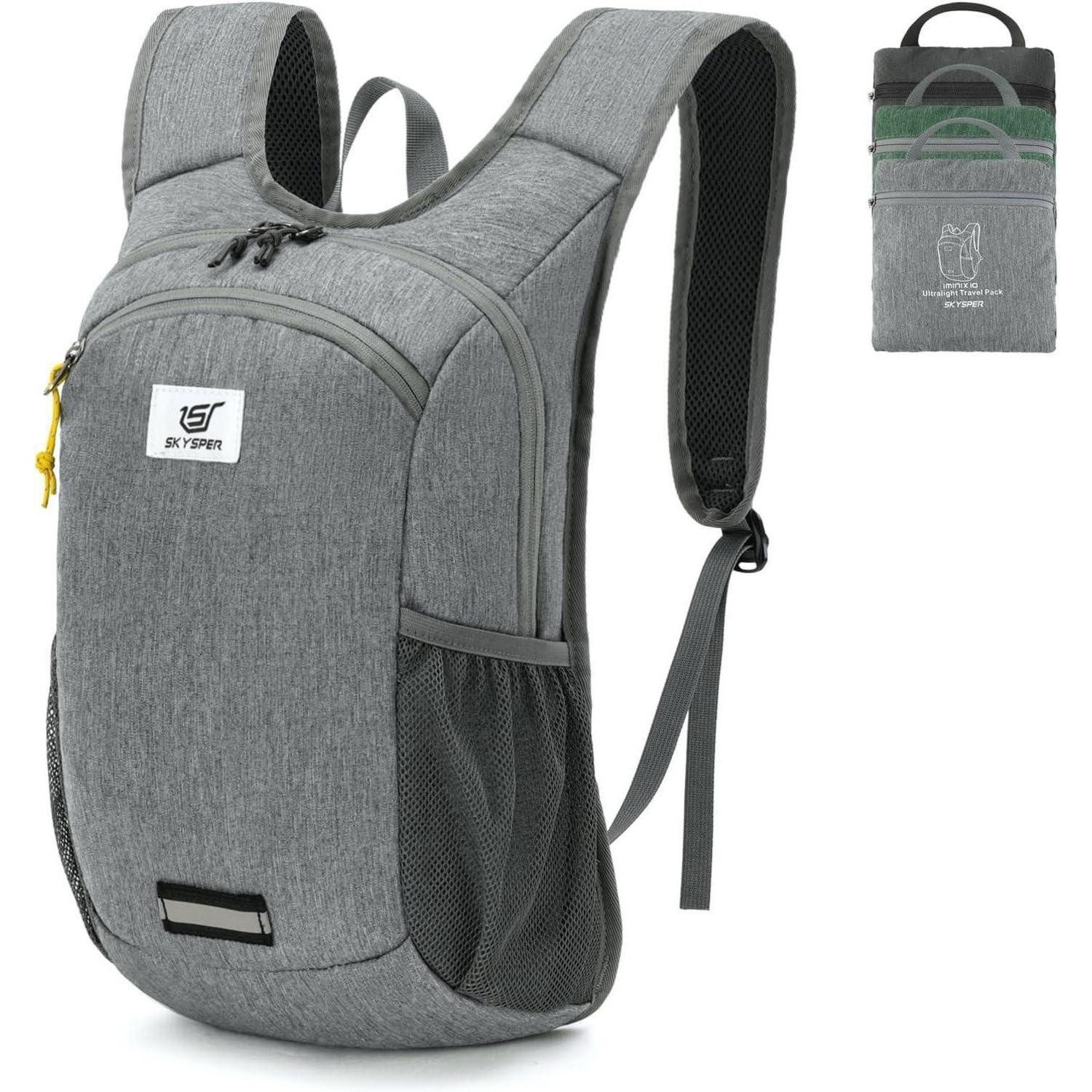 Tagesrucksack Rucksack faltbar 10L klein ultraleicht Daypack Reisen Grau