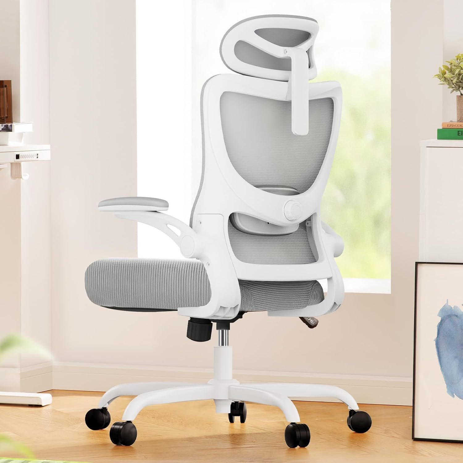 Marsail Bürostuhl Ergonomischer – Schreibtischstuhl Mesh mit 3D-verstellbaren Armlehnen (Dynamischer Lendenstütze, Wippfunktion), TÜV-geprüft, bis 136 kg – Ideal für Homeoffice & Gaming