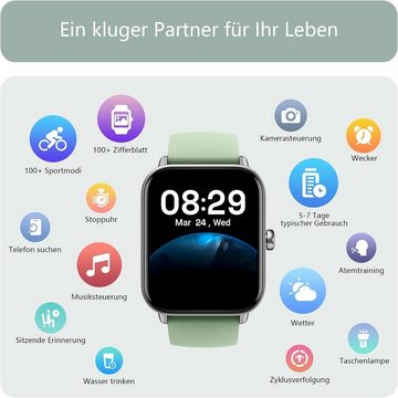 GYDOM Telefonfunktion Männer's & Frauen's Smartwatch (1,8 Zoll), Mit integrierter Alexa, schönem und elegantem Design