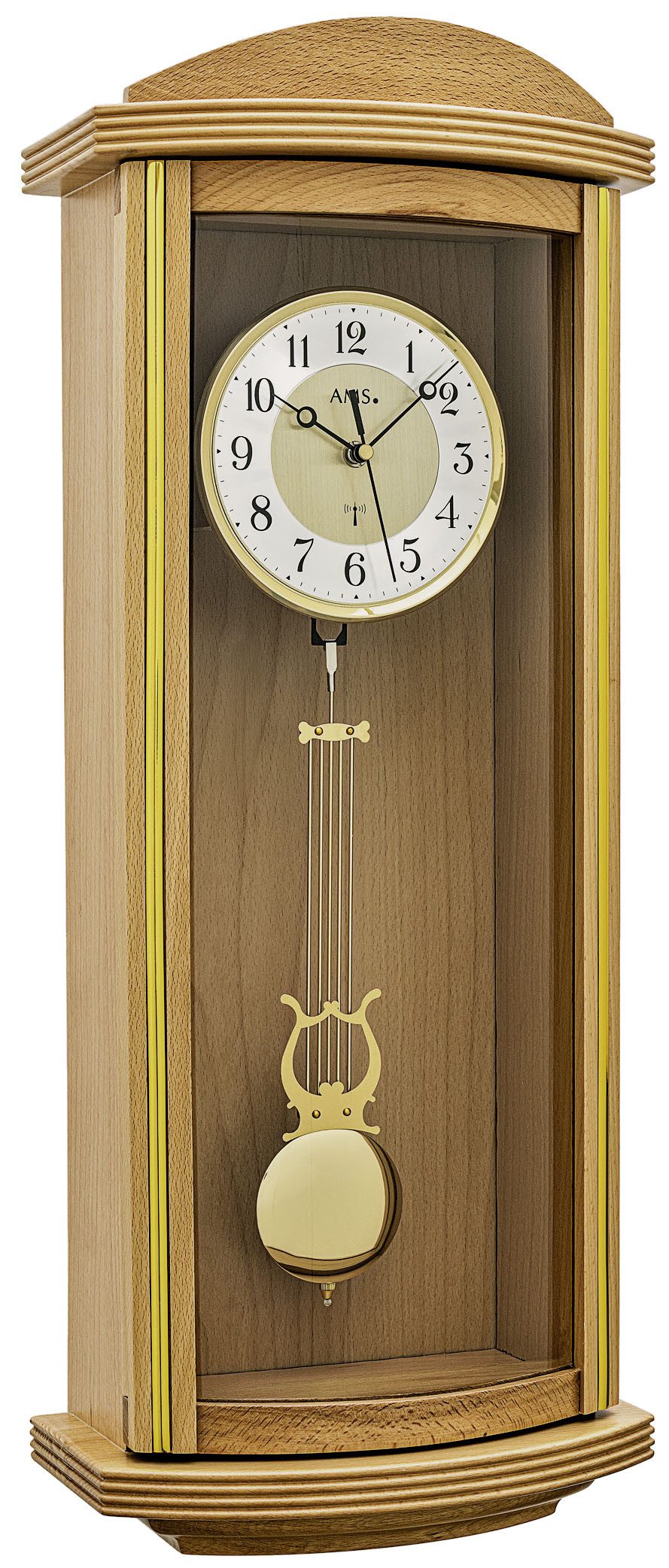AMS Funk-Pendelwanduhr Westminster oder Bim Bam Melodie (automatische Nachtabschaltung)