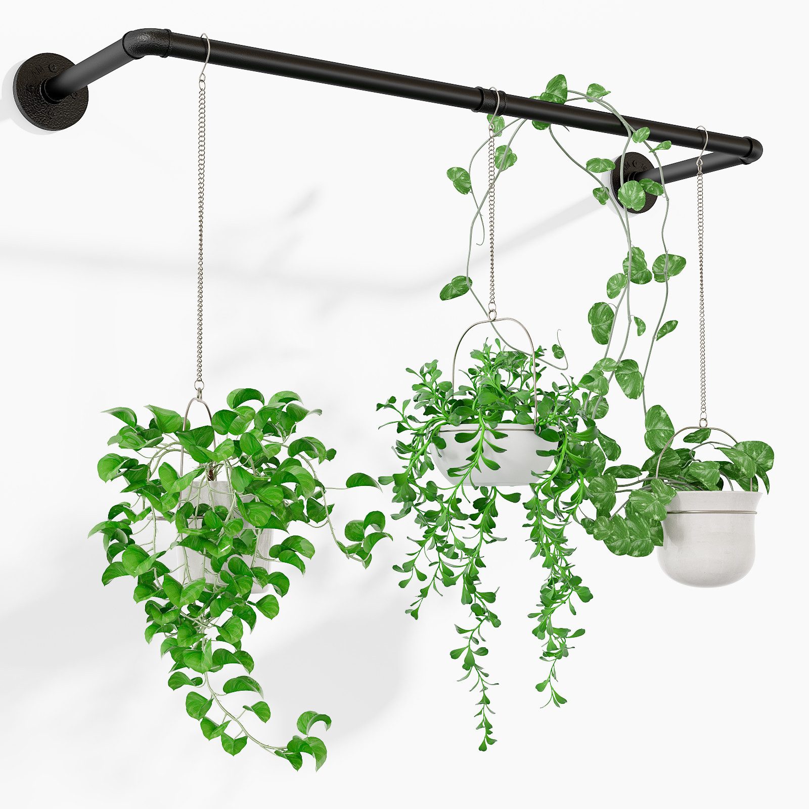 Bamworld Blumenampel Hängepflanzer Innen Metall Schwarz, 92x20cm (1 St), für Fenster Decke Wand Wohnzimmer Küche Schlafzimmer