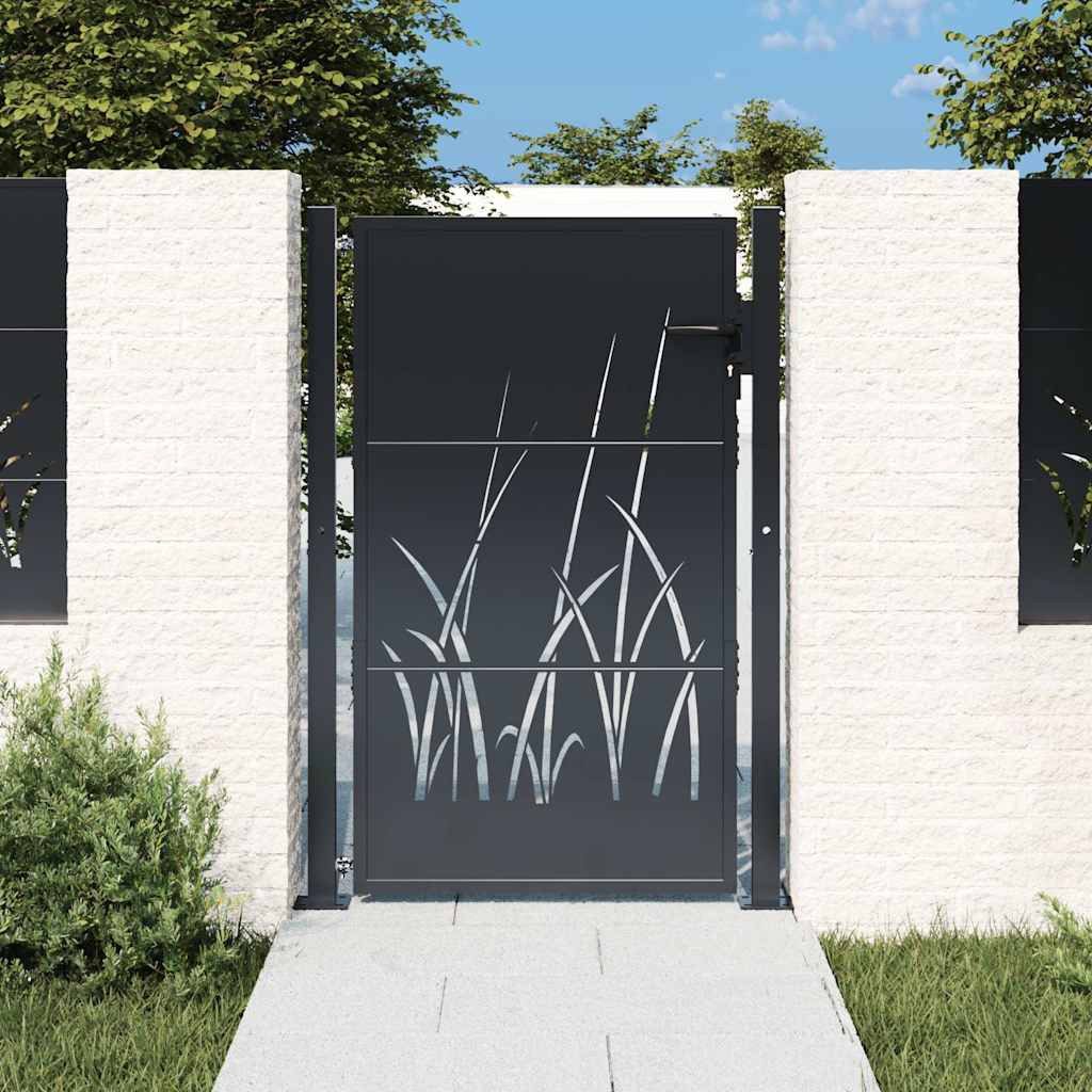 vidaXL Gartentor Gartentor Anthrazit 100x125 cm Stahl Gras-Design