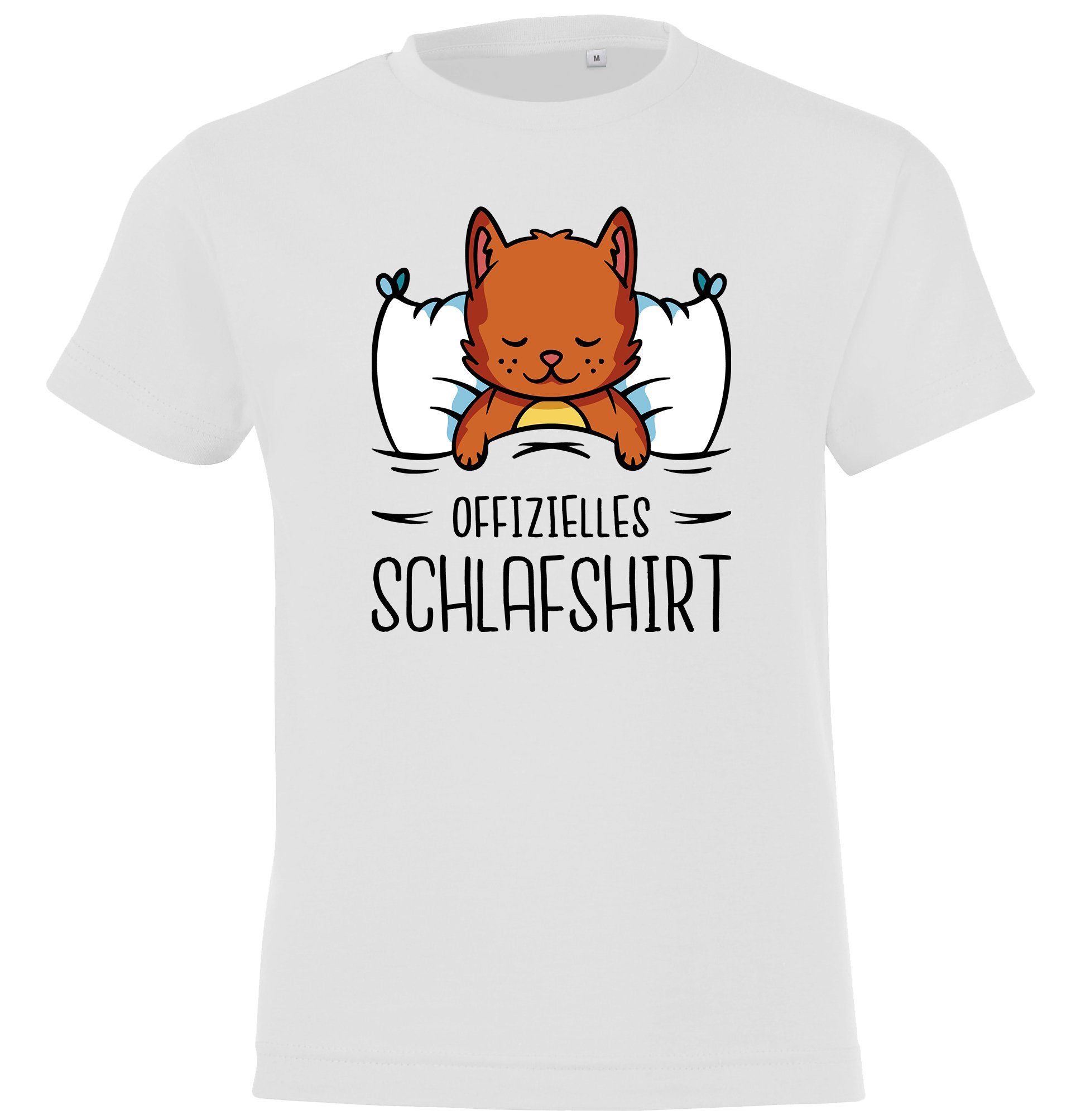 Youth Designz T-Shirt Offizielles Schlafshirt mit Katze Kinder Shirt für Jungen und Mädchen mit lustigem Frontprint Weiß