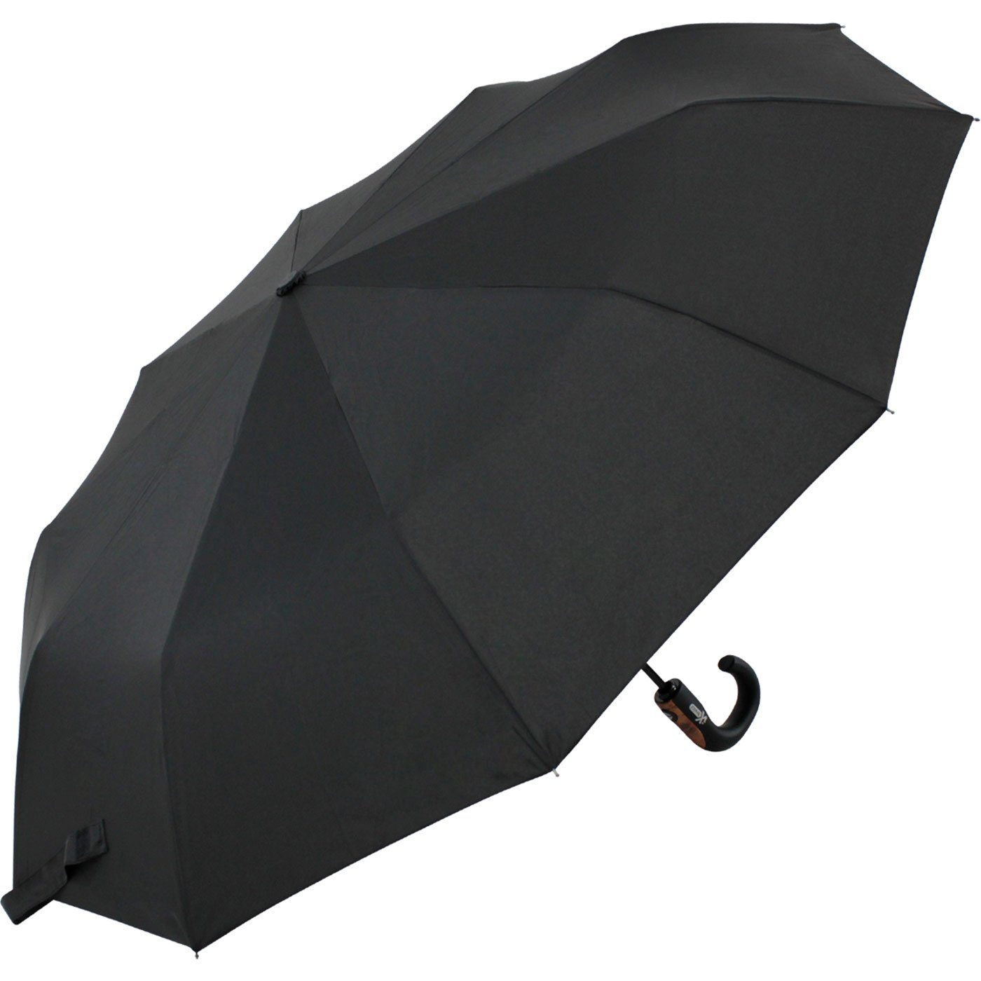 Herren Regenschirme iX-brella Taschenregenschirm Herren Automatikschirm mit 10 Streben stabil groß, Griff mit Holzoptik